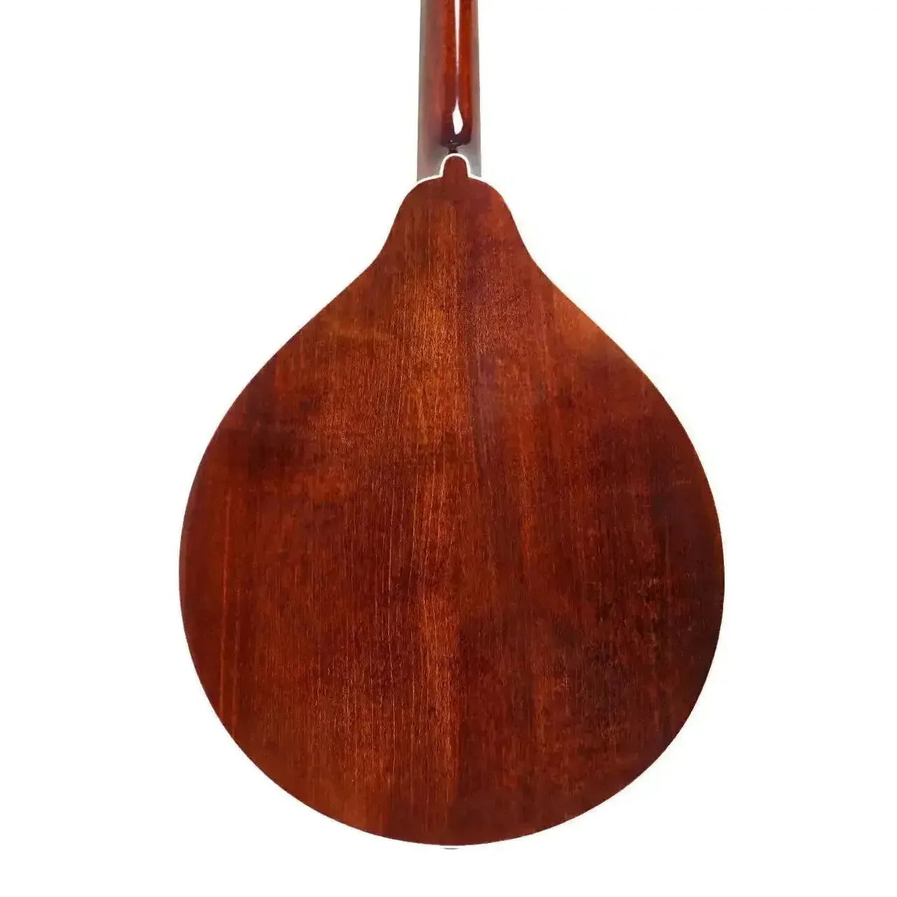 Back of a Kentucky KM-152 A-Model mandolin with a transparent amber finish, revealing wood grain.