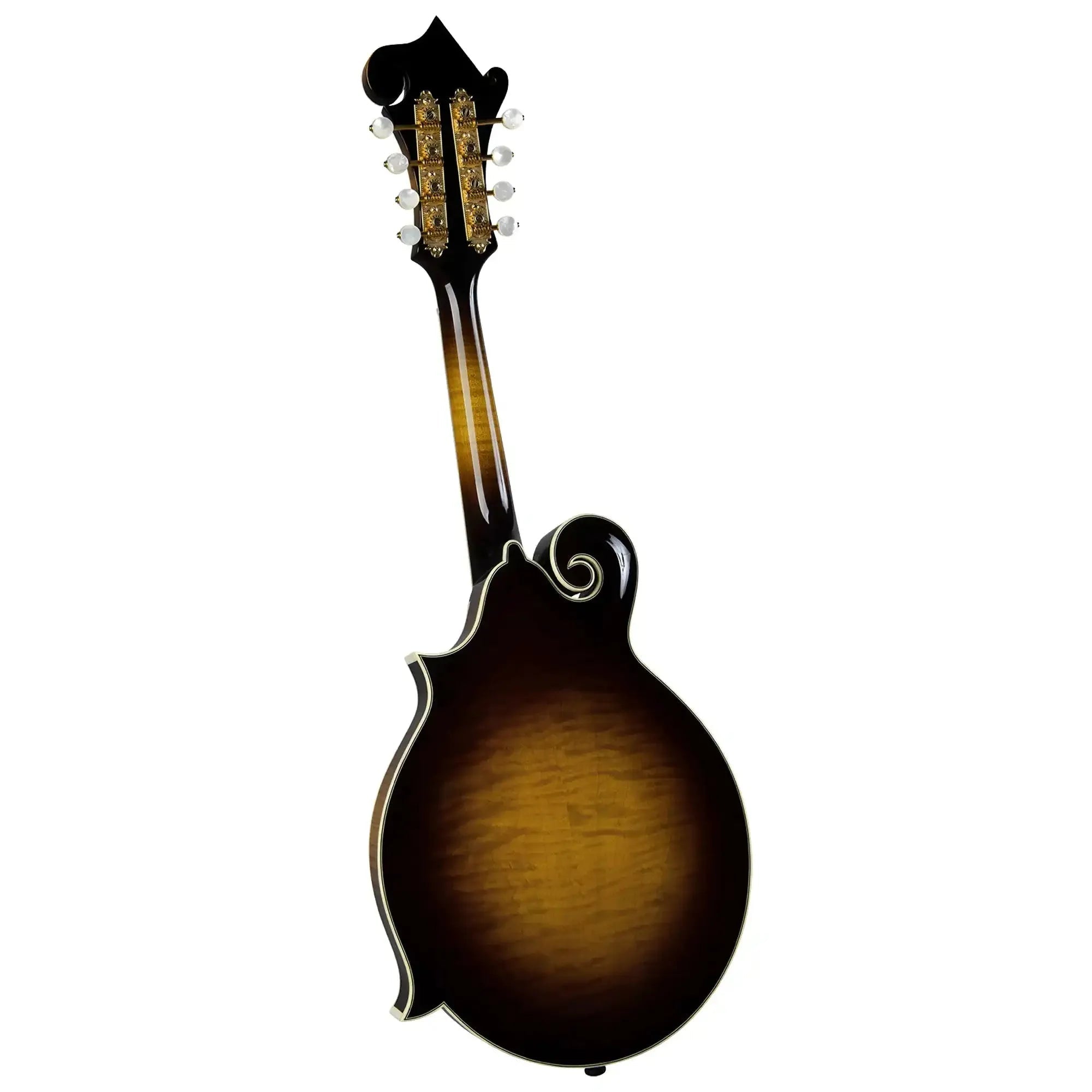Kentucky KM-1550 F-Model mandolin, vintage sunburst flamed maple back, neck, and gold tuners.