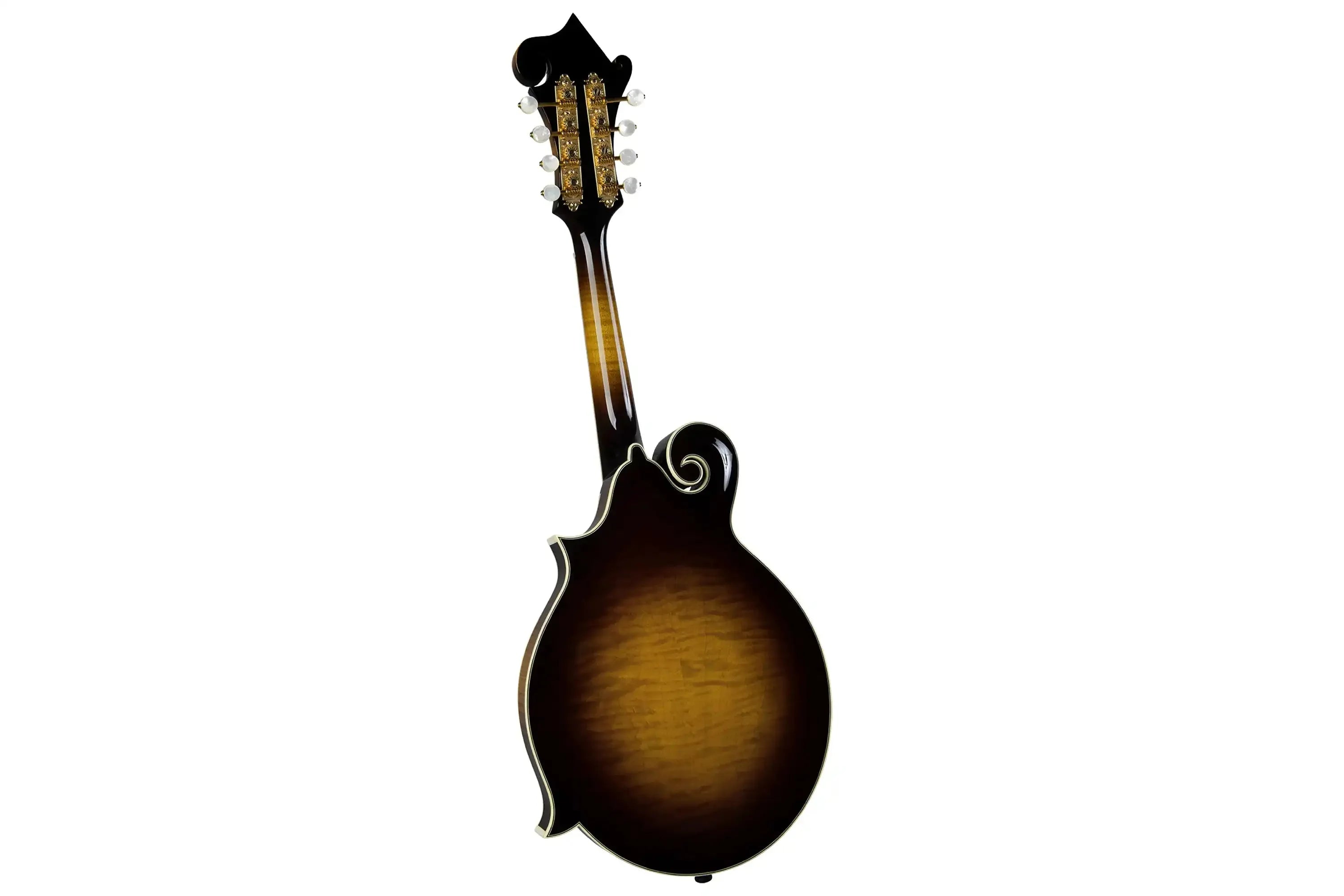 Kentucky KM-1550 F-Model mandolin, vintage sunburst flamed maple back, neck, and gold tuners.
