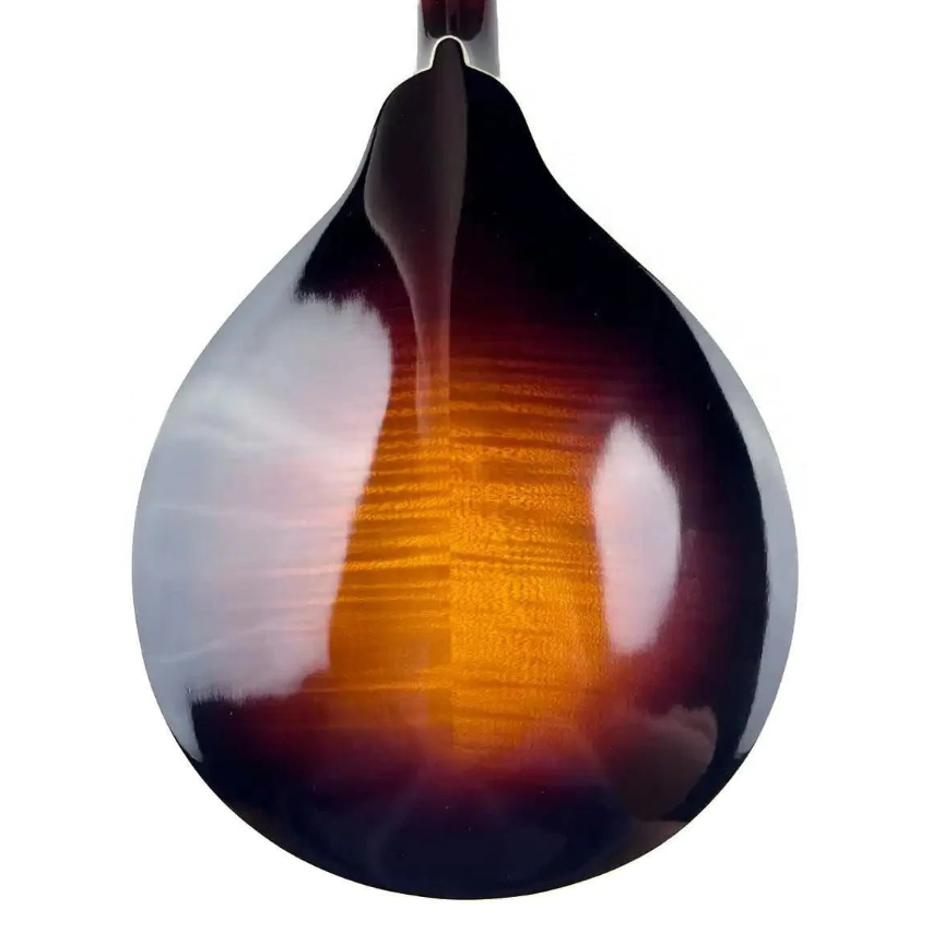 Kentucky KM-270 A-Model mandolin back, showing traditional sunburst finish and Alpine maple wood grain.