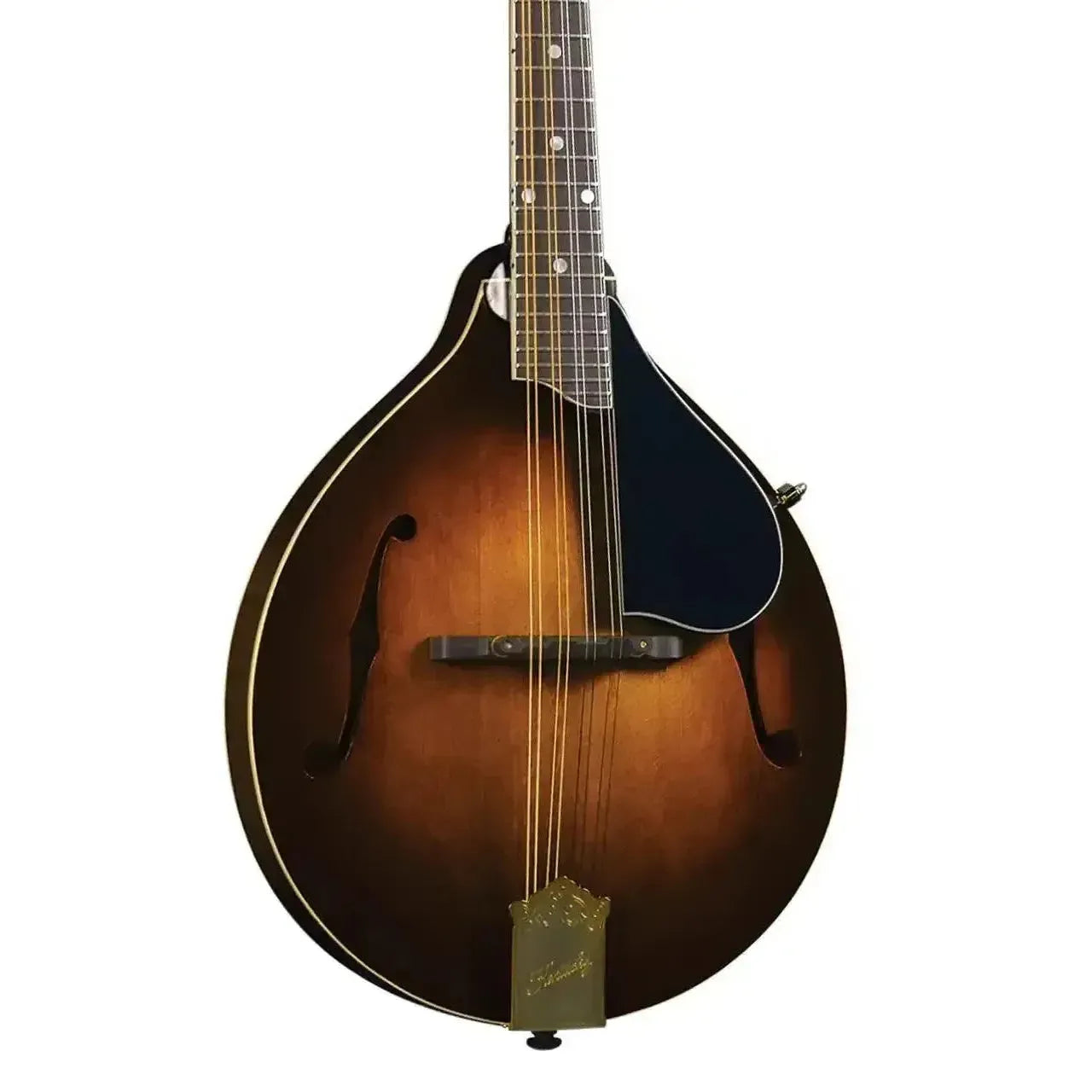 Kentucky KM-500 A-Model mandolin with vintage sunburst finish, f-holes, and black pickguard.