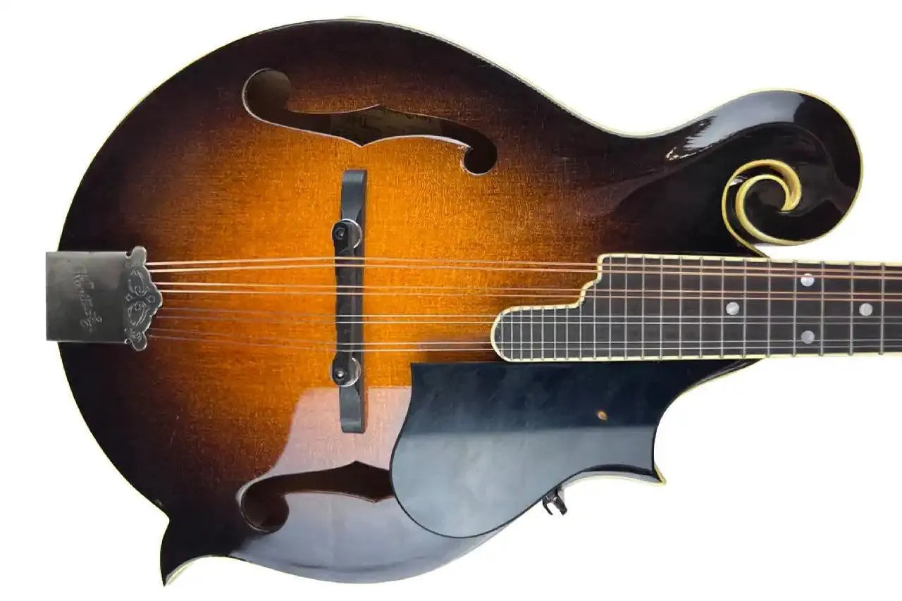 Kentucky KM-650 F-Model mandolin with traditional sunburst finish, f-holes, and rosewood fretboard.