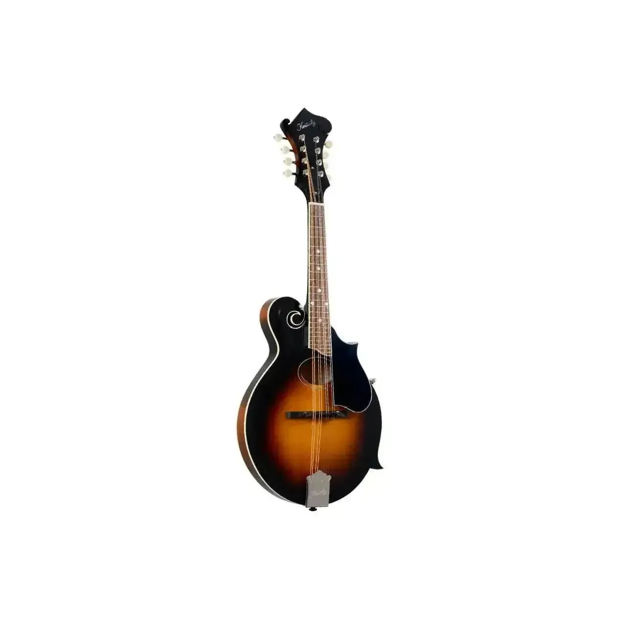 Kentucky KM-670 F-Model mandolin with traditional sunburst finish, oval hole, and nickel-plated hardware.