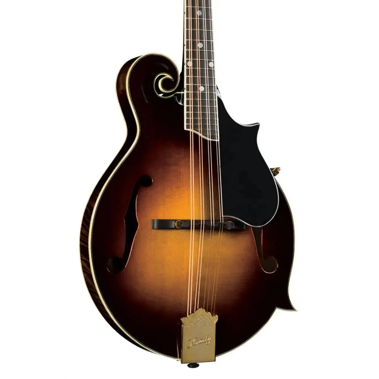 Kentucky KM-850 F-Model mandolin with vintage sunburst finish, ebony fretboard, and gold hardware.