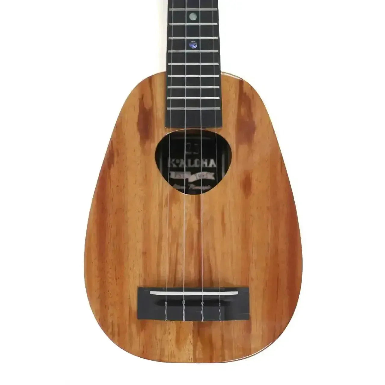 KoAloha 25th Anniversary Pineapple Soprano Longneck Ukulele with koa wood body and Musubi soundhole.