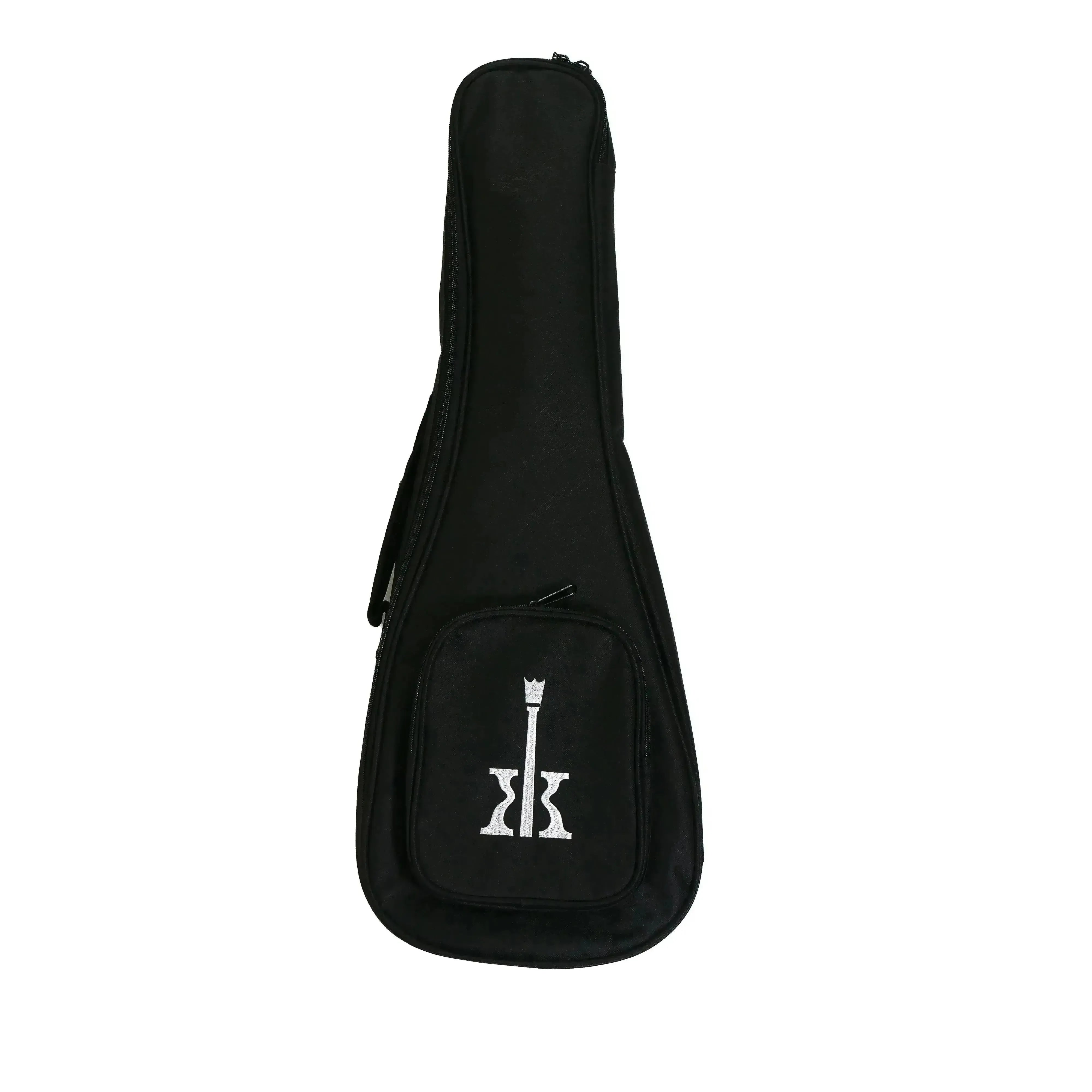 Black KoAlana ukulele gig bag with white crown logo on front pocket.