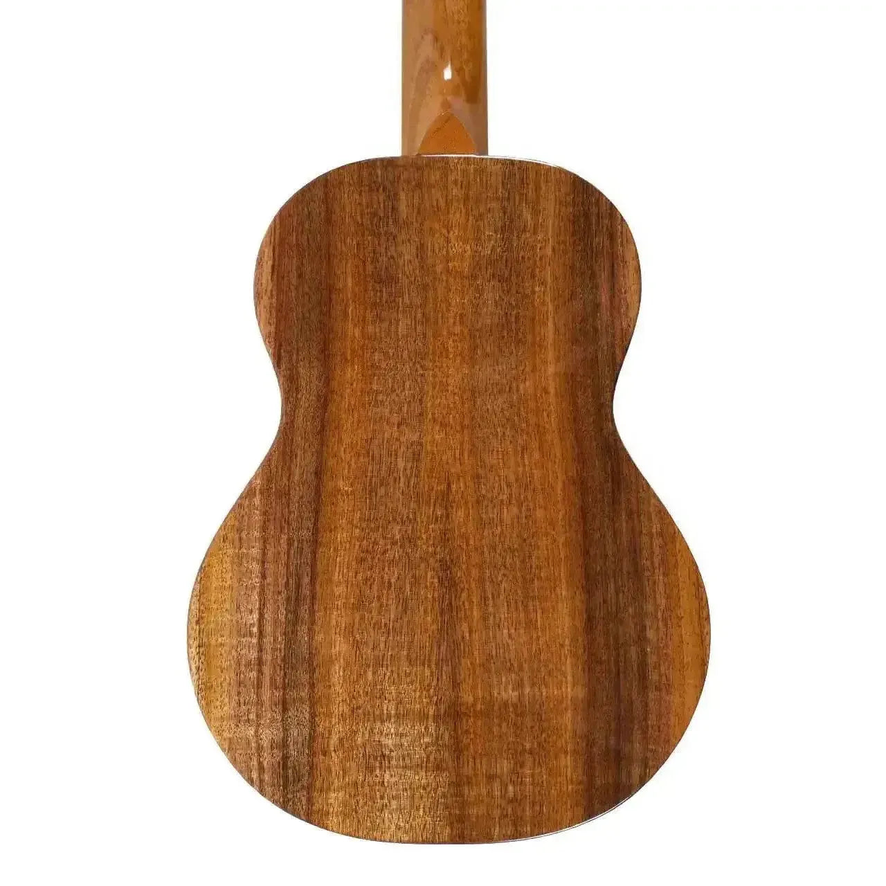 Back of a KoAloha KTM-00 Gloss Solid Hawaiian Koa Tenor Ukulele, showing rich wood grain.