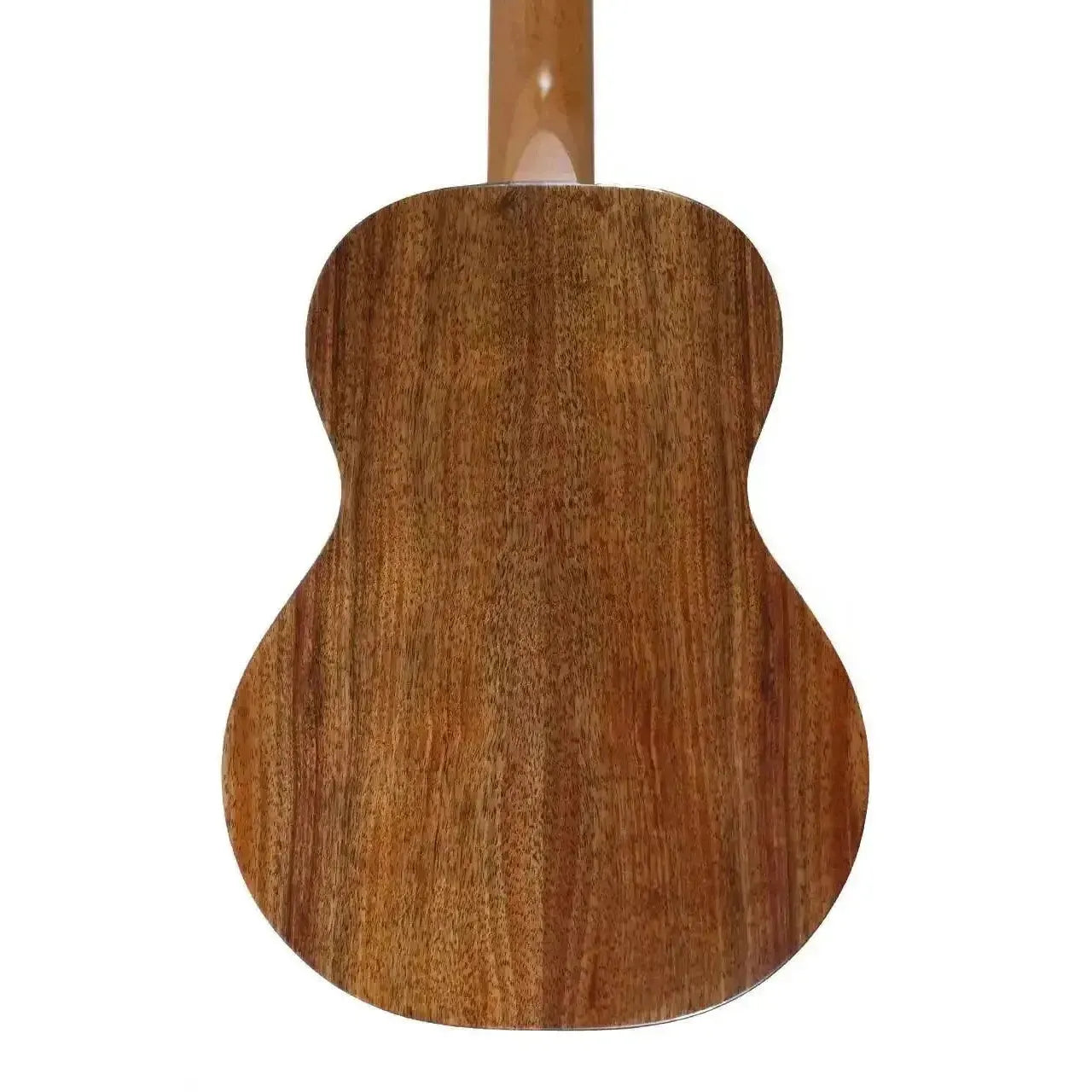 Back of a KoAloha KTM-10 Pikake tenor ukulele, showcasing its solid Hawaiian koa wood with a satin finish.