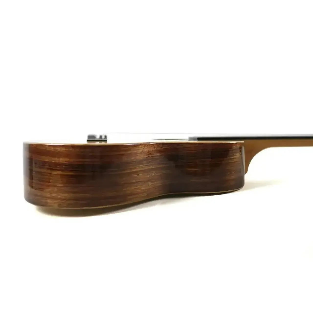 KoAloha KTNP-00 Naupaka Tenor Ukulele, side view, showing solid mango and Hawaiian koa wood.