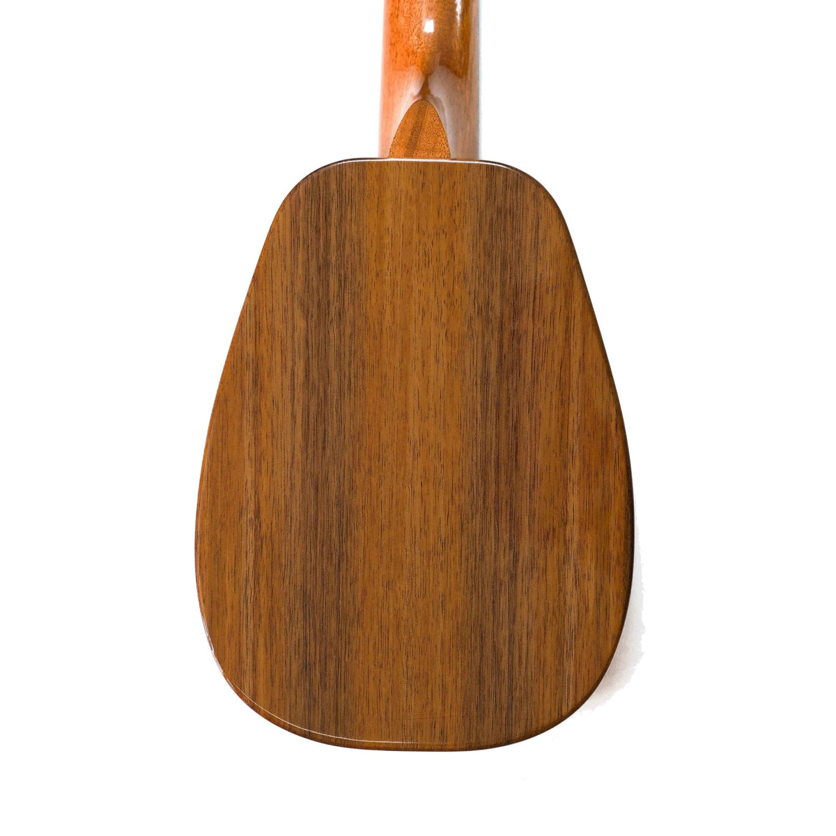 Example photo: body back of a KoAloha KSM-03 limited edition (gloss, shown as an example for the satin KSM-13) gloss solid koa pineapple soprano, showing the koa back