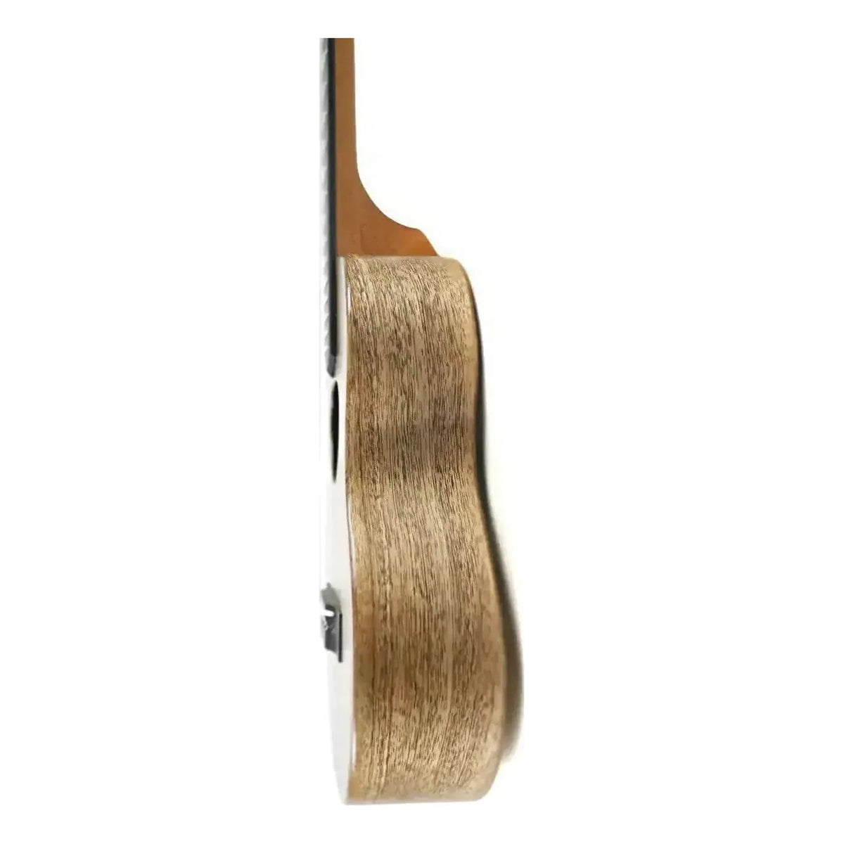Side view of the KoAloha KTM-10MG Pikake Solid Mango Tenor Ukulele, ukulele #1, showing the mango body depth
