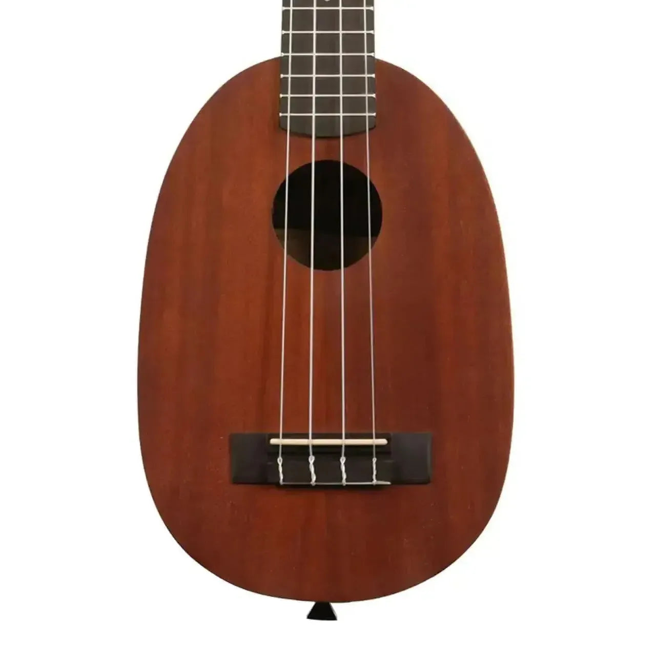 Makala MK-P Mahogany Pineapple Soprano Ukulele with a dark brown satin finish and black soundhole.
