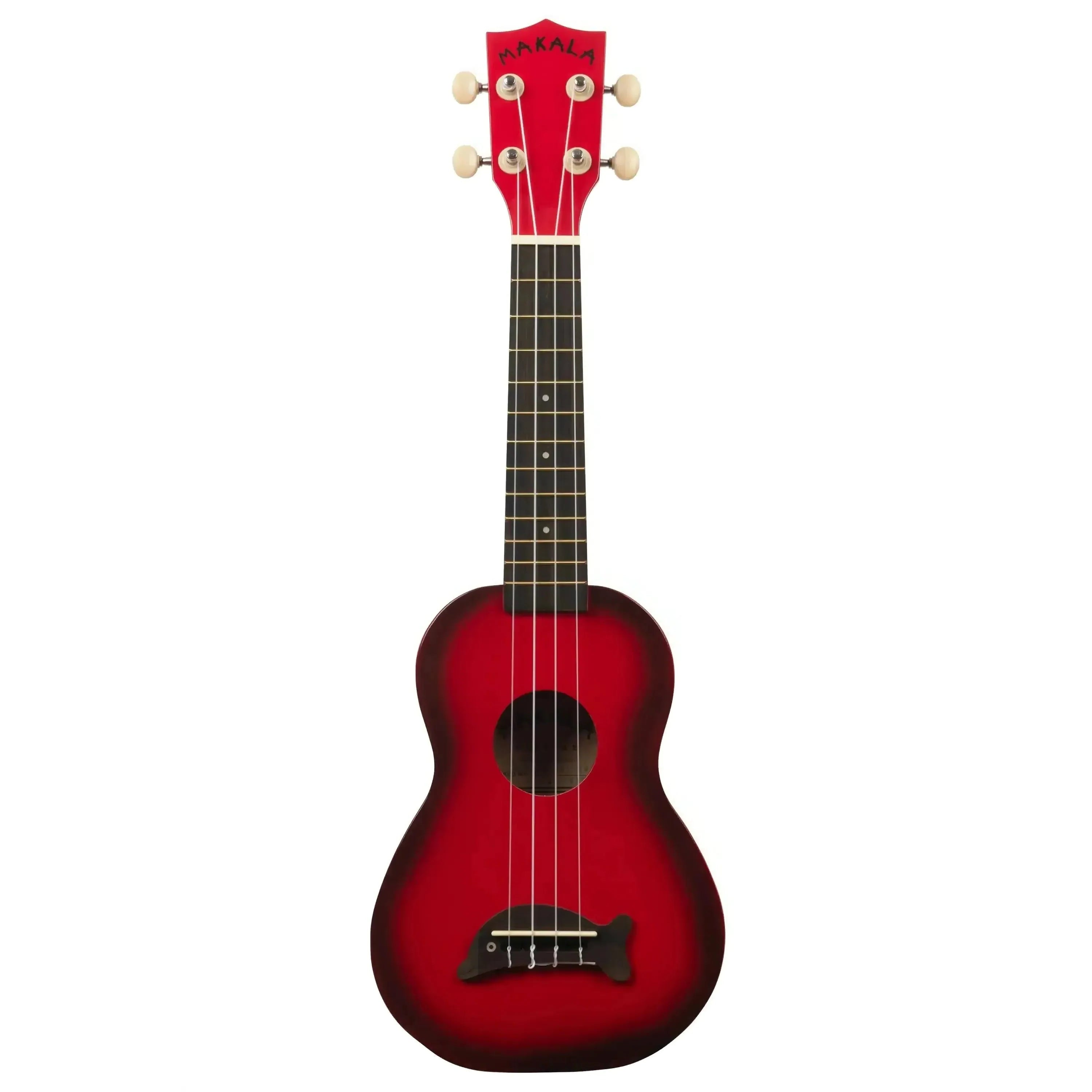 Makala MK-SD/RDBURST Red Burst Dolphin Soprano Ukulele with Philippine Mahogany and gloss finish.