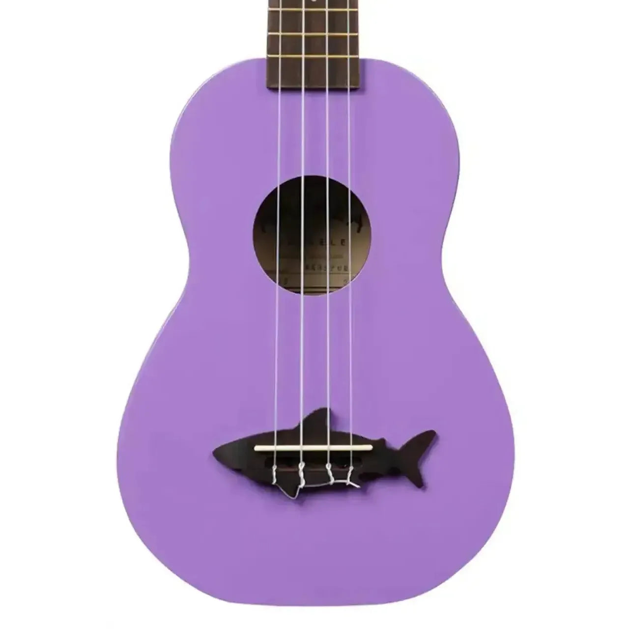 Makala MK-SS/PUR Purple Soprano Ukulele with a black shark bridge and matte finish.