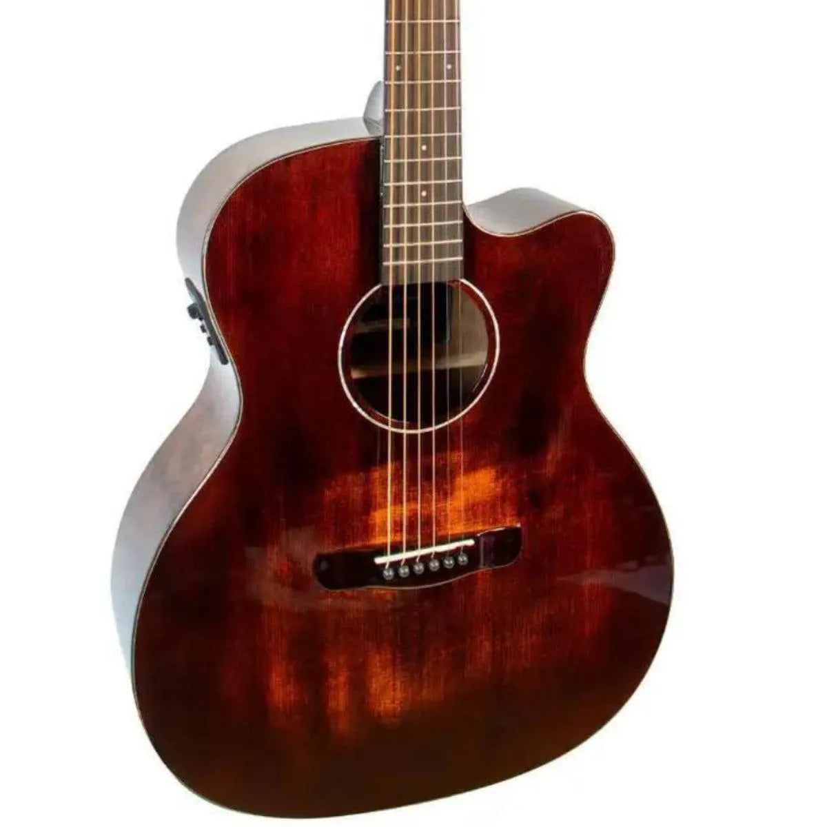 Mérida BLACKPANTHER-EQ acoustic-electric guitar with vintage sunburst gloss finish and Venetian cutaway.