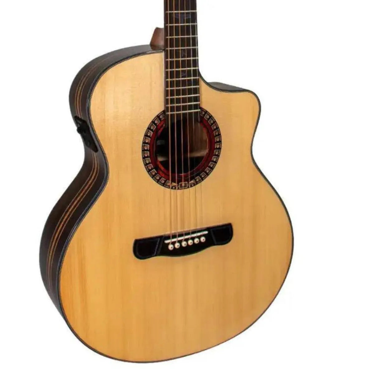 Mérida E1CS-EQ Grand Concert acoustic-electric guitar with natural spruce top, rosewood back/sides, Venetian cutaway.