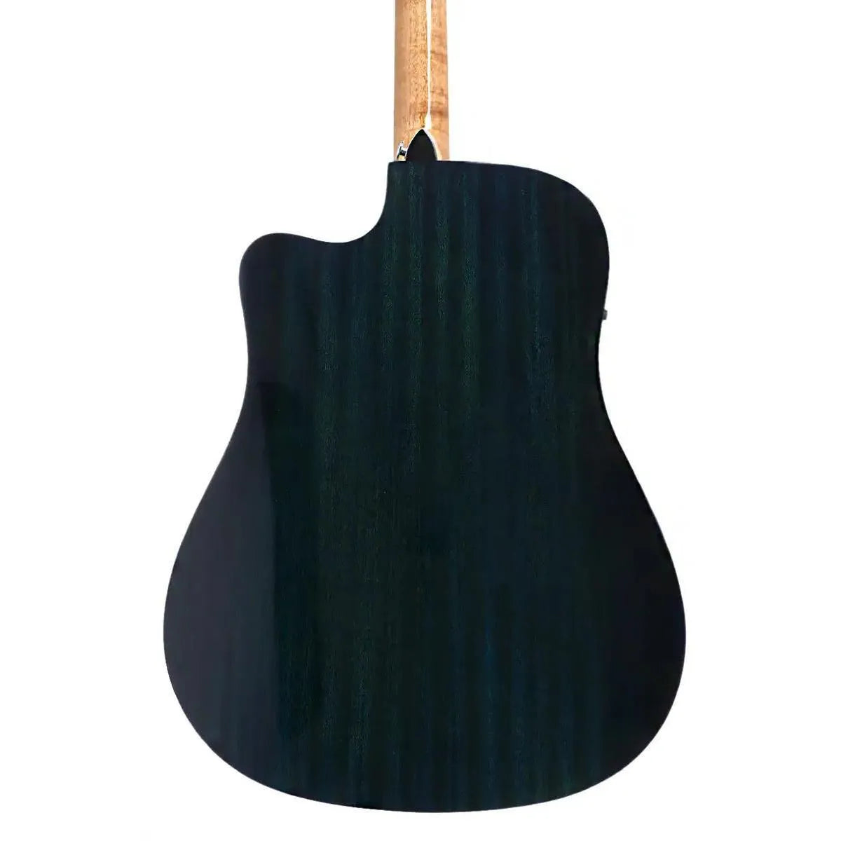 Mérida JULIET-EQ dreadnought acoustic-electric guitar back with transparent blue gloss finish.