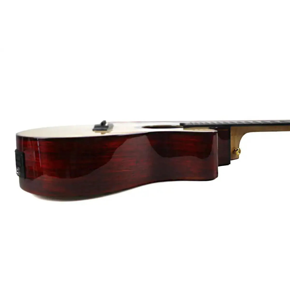 Mérida PROCNIAS-EQ Grand Symphony acoustic-electric guitar, showing its dark red African redwood back and sides.