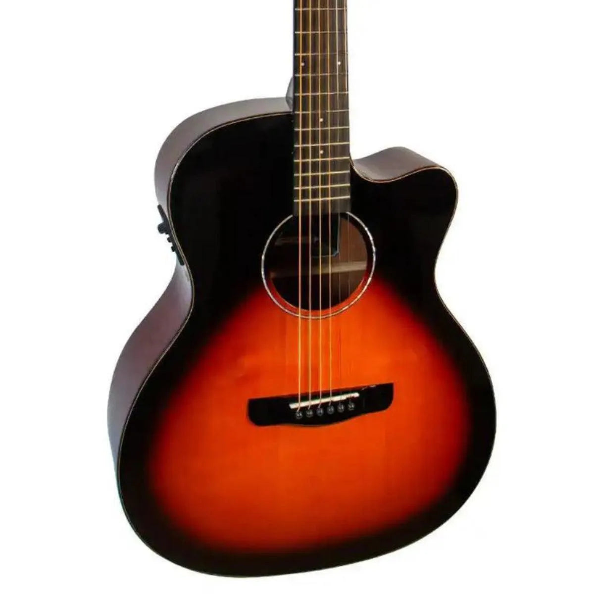 Mérida REDFOX-EQ Auditorium acoustic-electric guitar with sunburst high-gloss finish and Venetian cutaway.