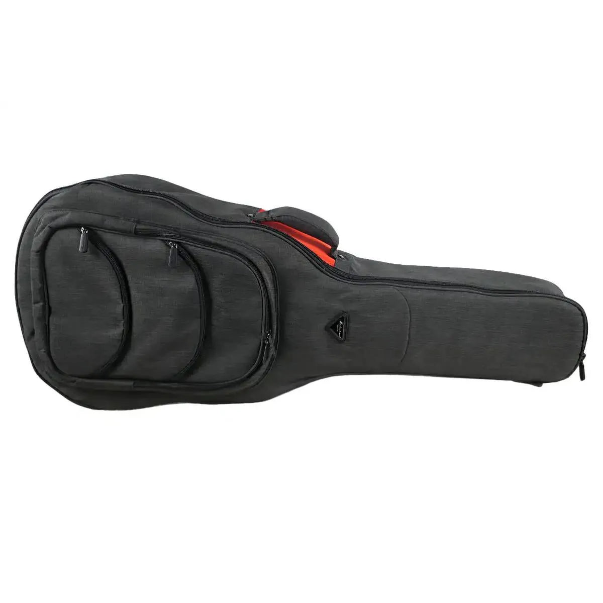 Mérida SCAR-EQ Grand Jumbo acoustic-electric guitar gig bag in dark gray with orange handle accent.