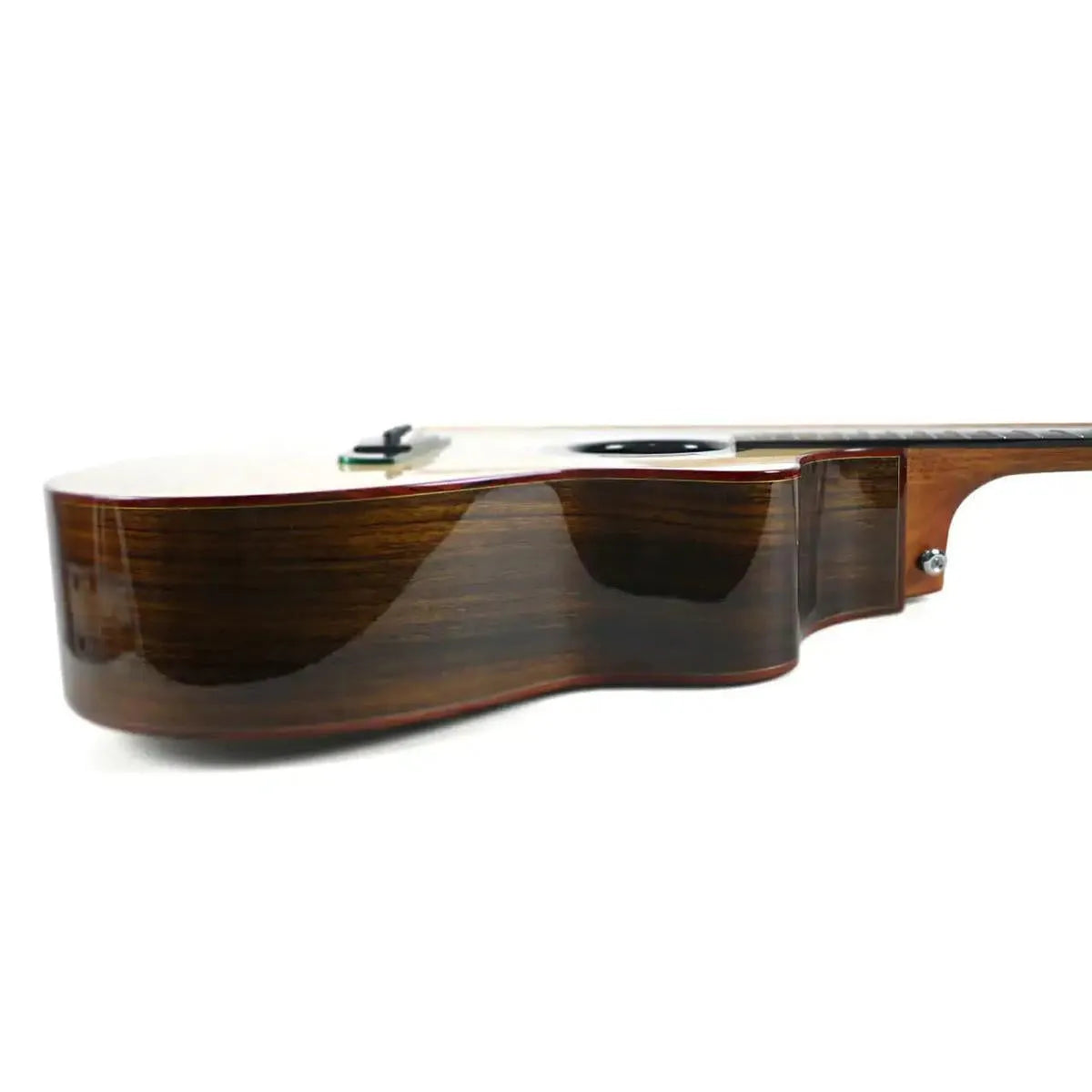 Mérida SUMMER-EQ Grand Concert acoustic-electric guitar, showing its glossy dark rosewood sides and light spruce top.