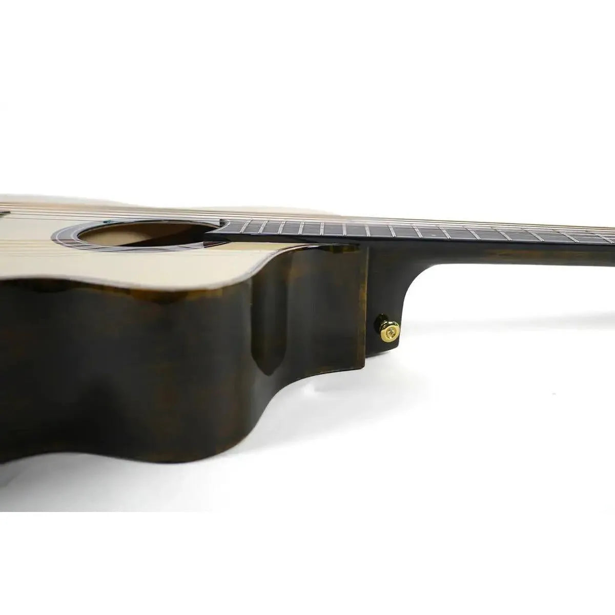 Mérida WAVE-EQ Grand Concert acoustic-electric guitar with solid spruce top and dark Gold Namu back.