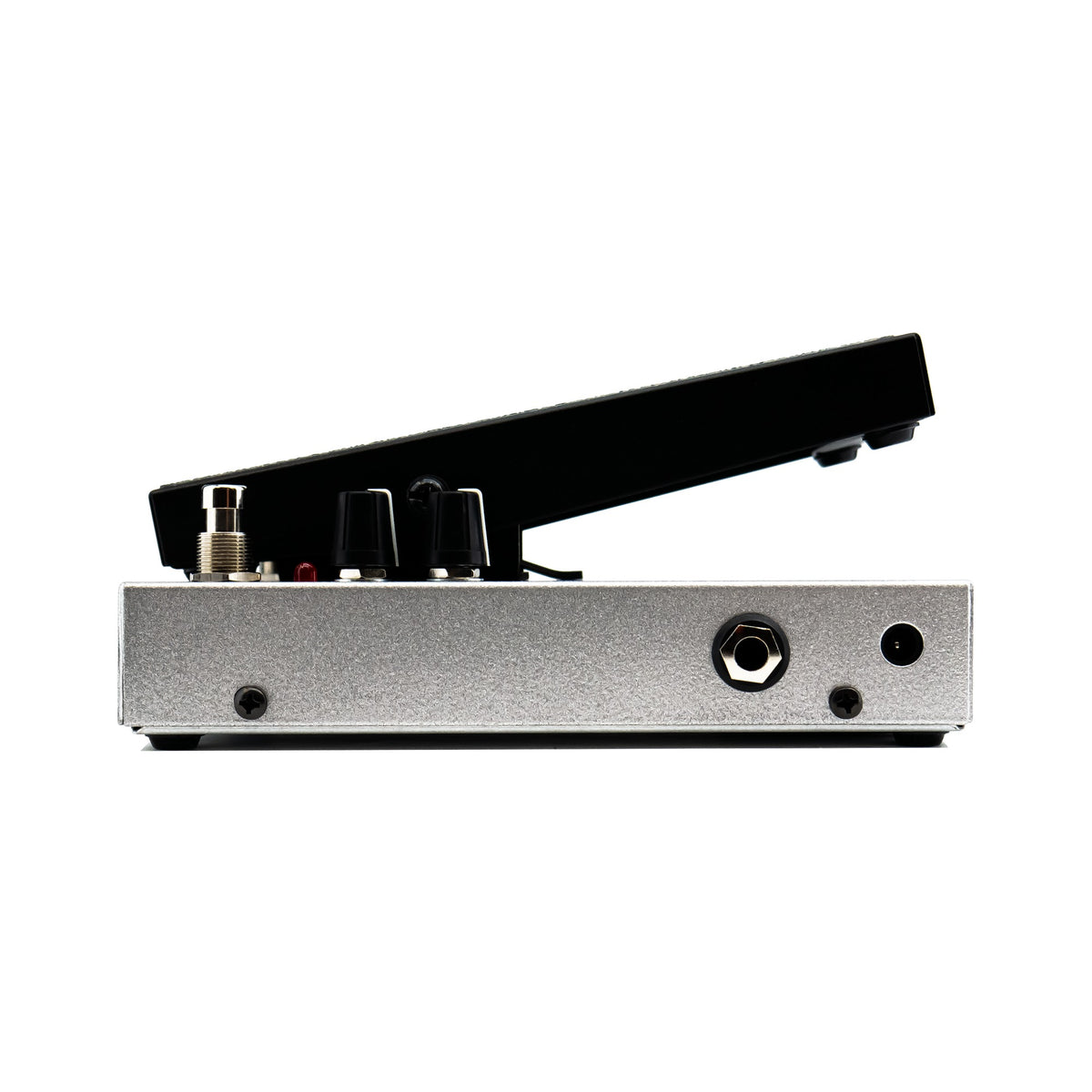 Morley 20/20 Power Fuzz Wah right side profile with input jack and 9V power jack