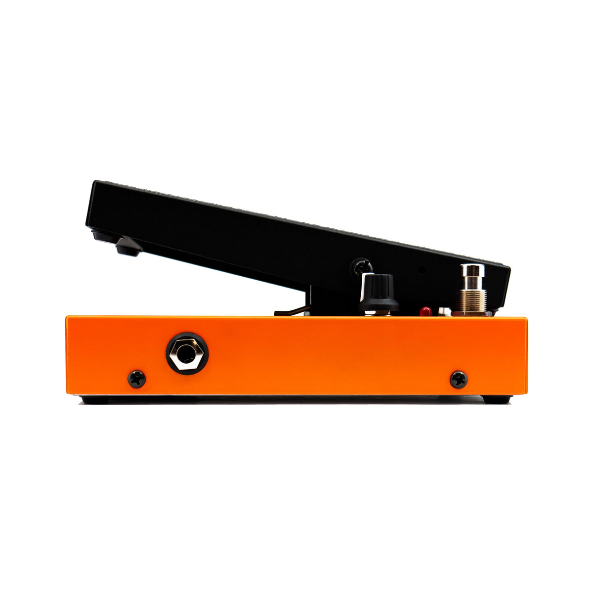 Morley 20/20 Wah Lock left side profile with treadle raised and output jack visible