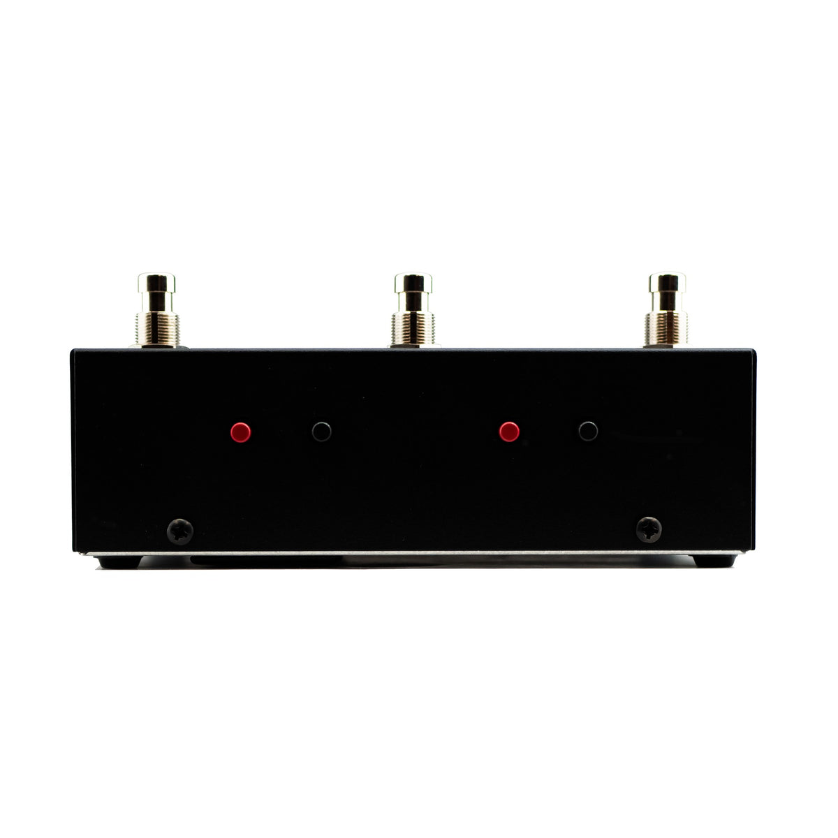 Morley ABC Pro front edge view with footswitches and LEDs