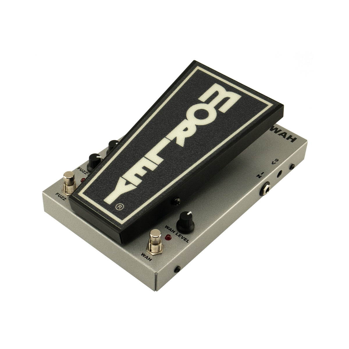 Morley Classic Power Fuzz Wah rear right angle showing the wah footswitch and side jack