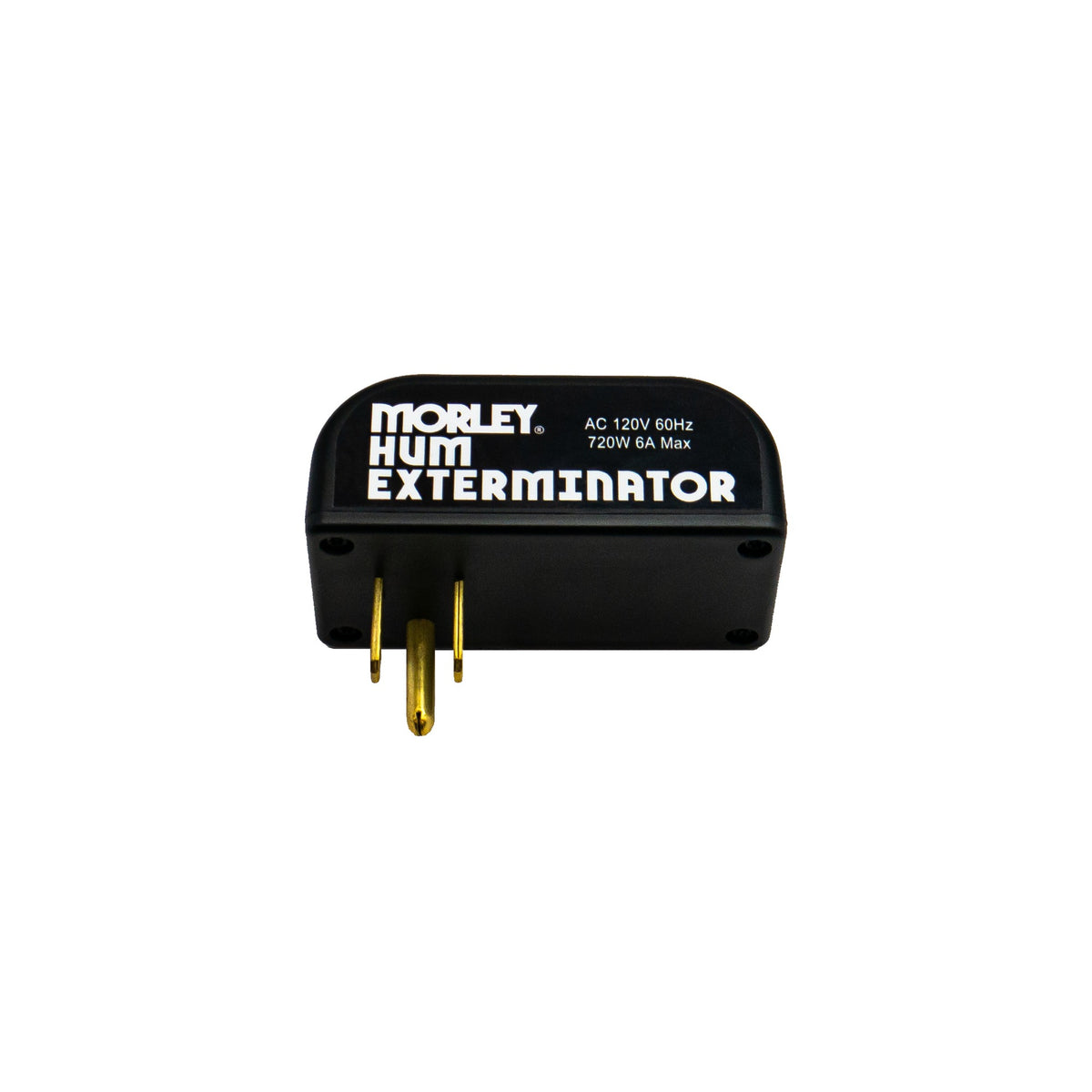 Morley Hum Exterminator angled view showing the black body and three-prong plug