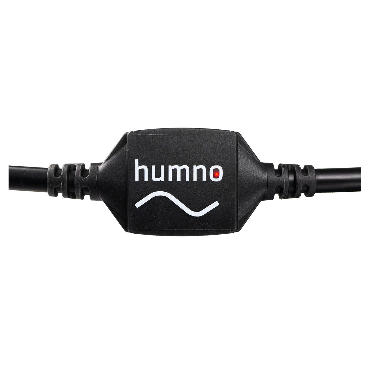 Close-up of the Morley Humno filter module with white logo and red LED
