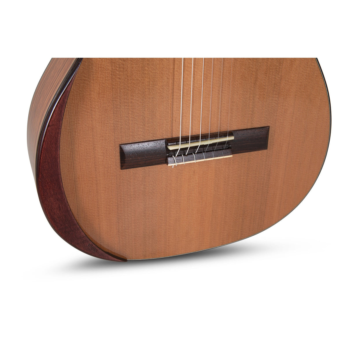 Close-up of the Manuel Rodriguez Superior A-C classical guitar tie bridge and saddle