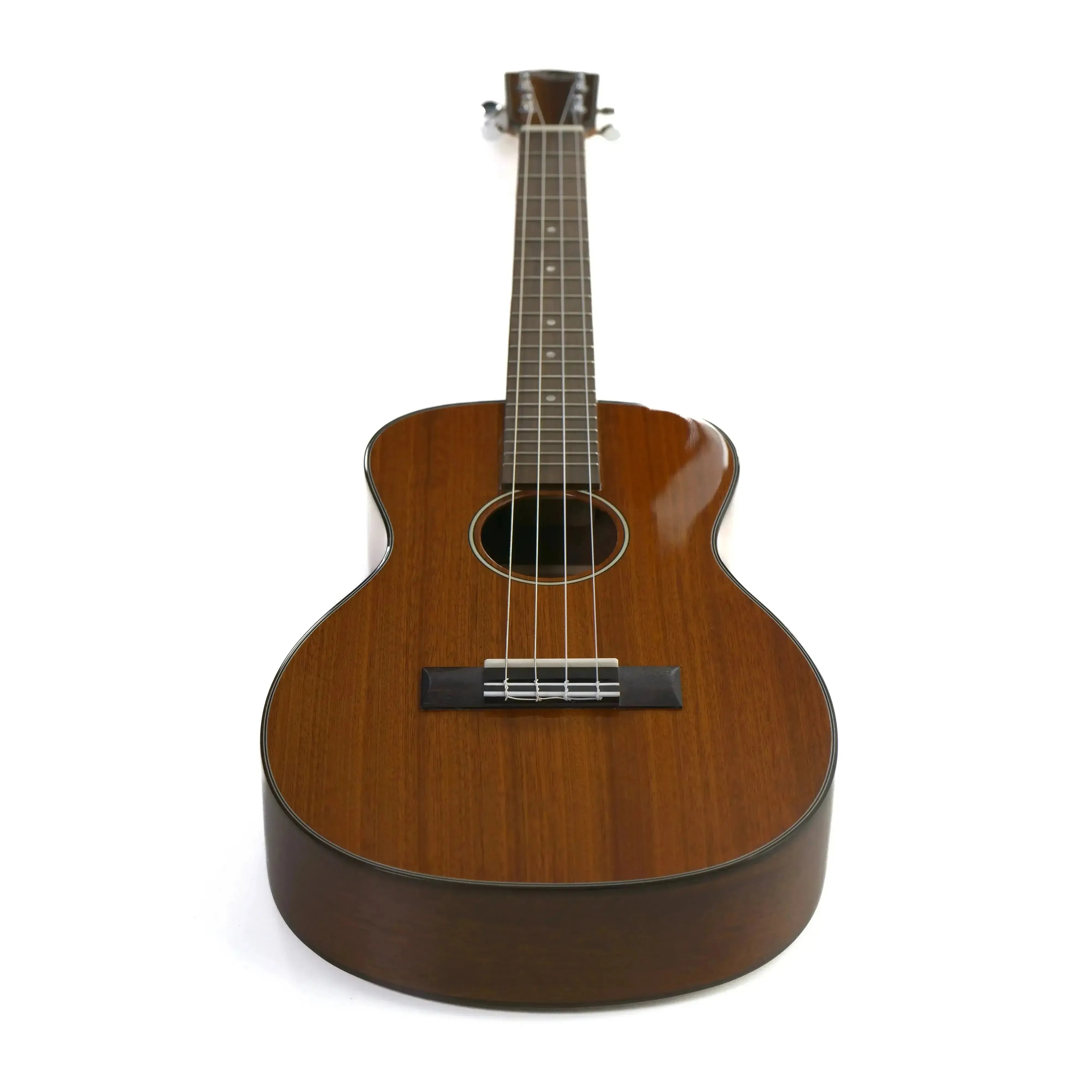 Ohana BK-35G solid mahogany baritone ukulele with glossy finish, hardwood binding, and purfling.