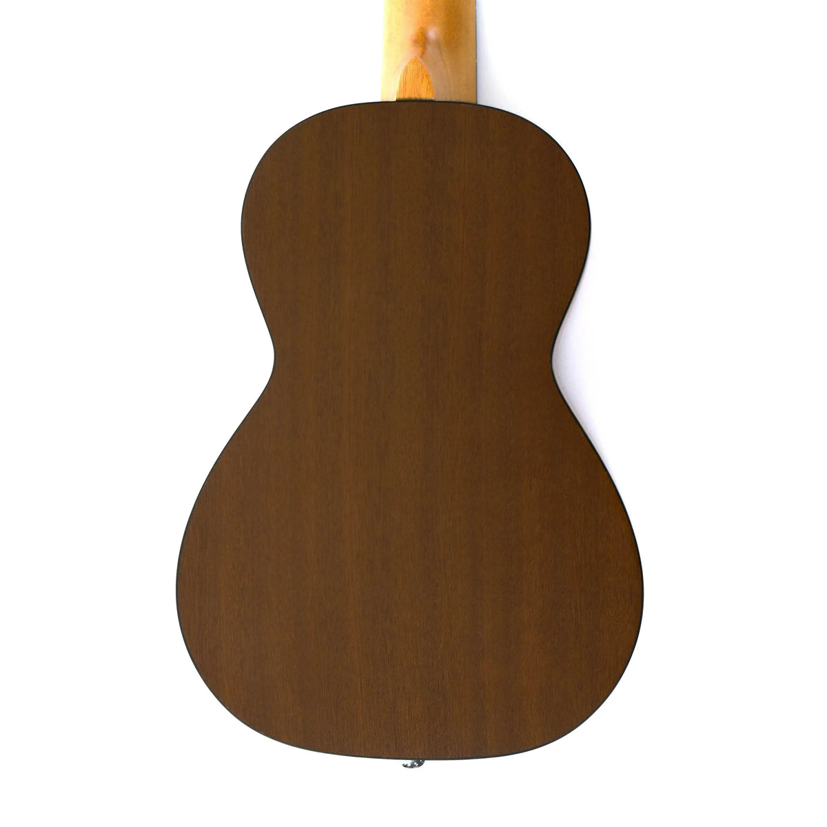 Back of an Ohana Cynthia Lin Concert Ukulele, showing its rich mahogany wood and satin finish.