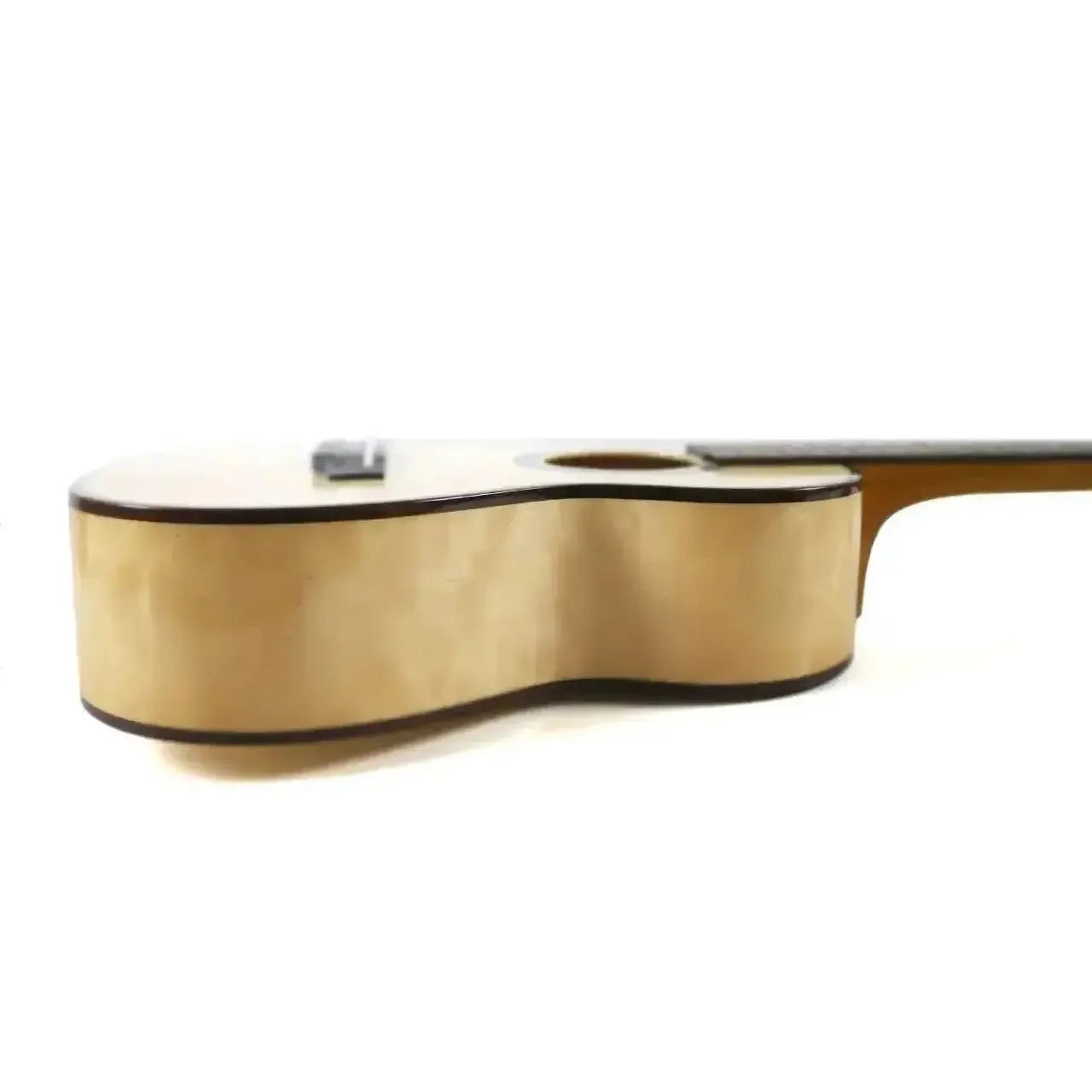 Ohana CK-150QEL Concert Ukulele, light quilted eucalyptus wood body with mahogany binding.