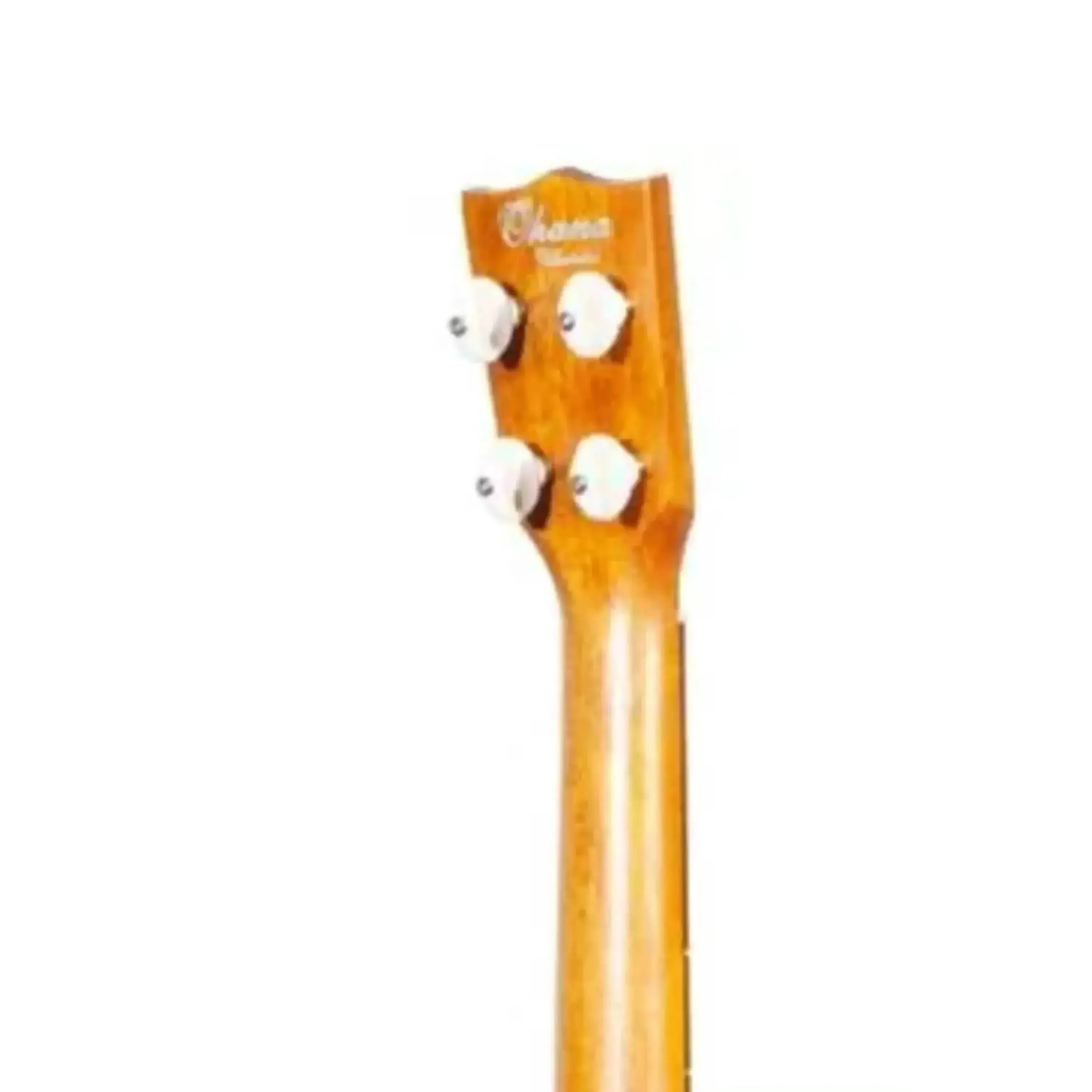 Ohana Vintage Line 28 solid mahogany concert ukulele headstock with Gotoh tuners.