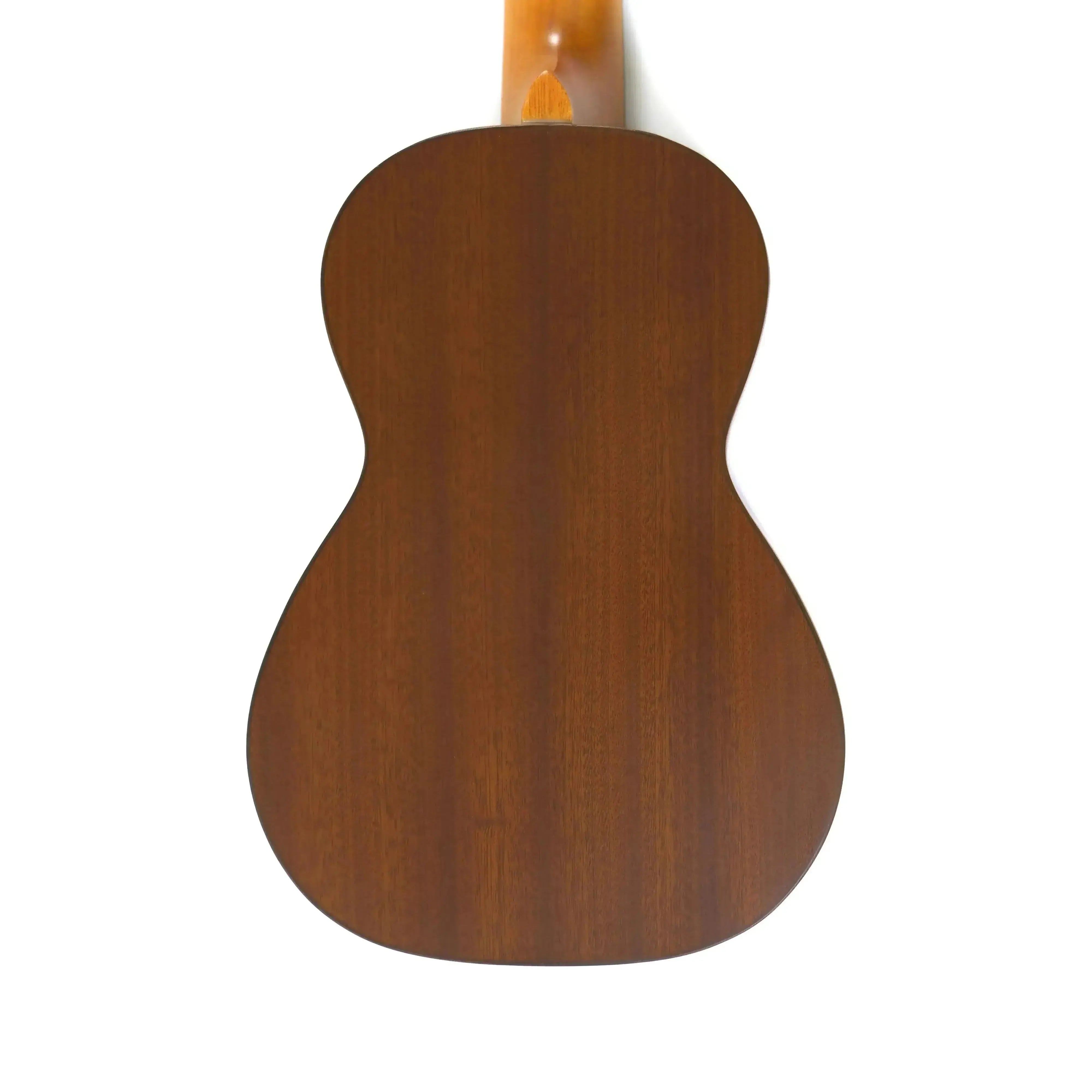 Back of an Ohana CK-35 Solid Mahogany Concert Ukulele, showing its rich brown wood grain.