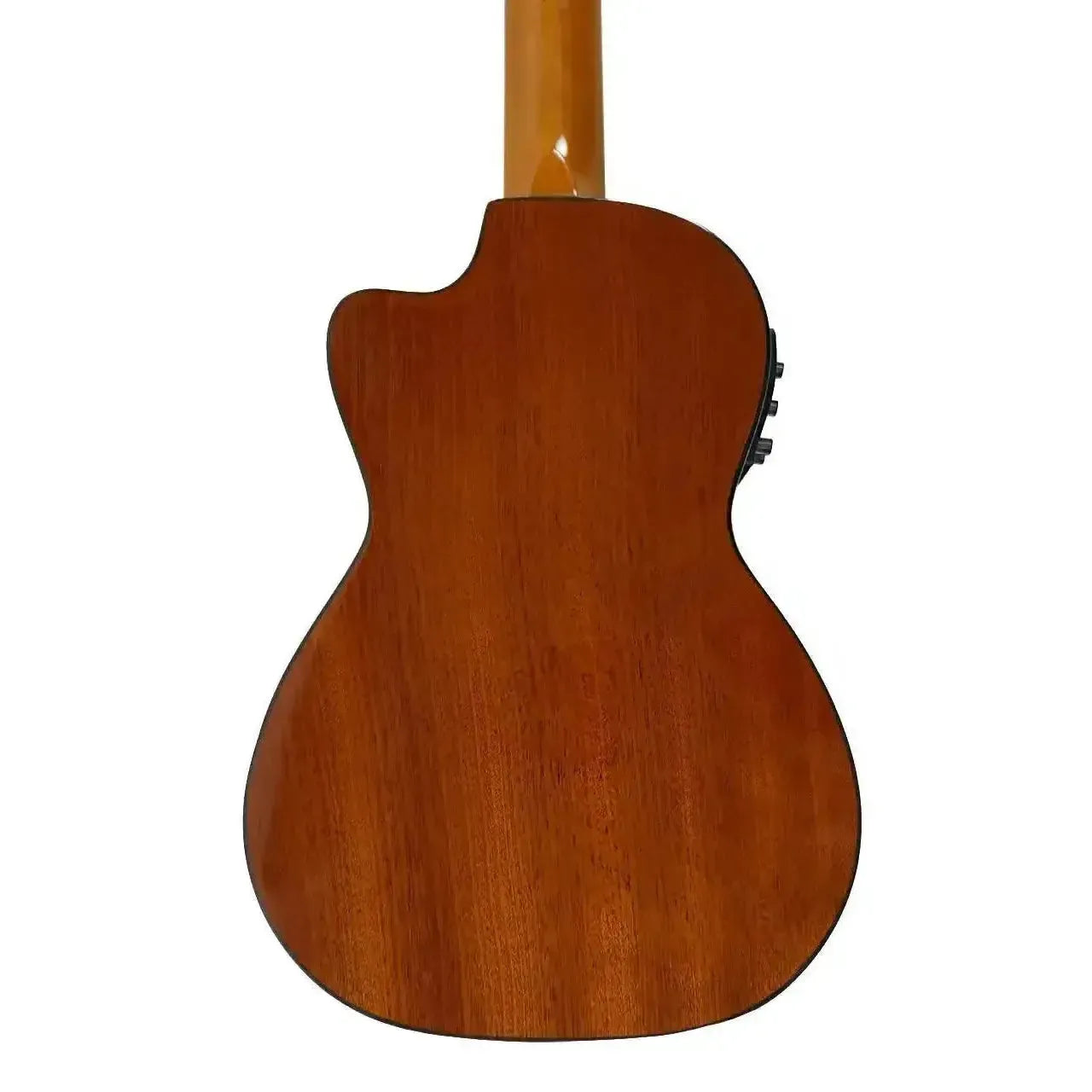 Ohana CK-35CGE-CL Cynthia Lin Concert Ukulele, solid mahogany back with cutaway and pickup controls.