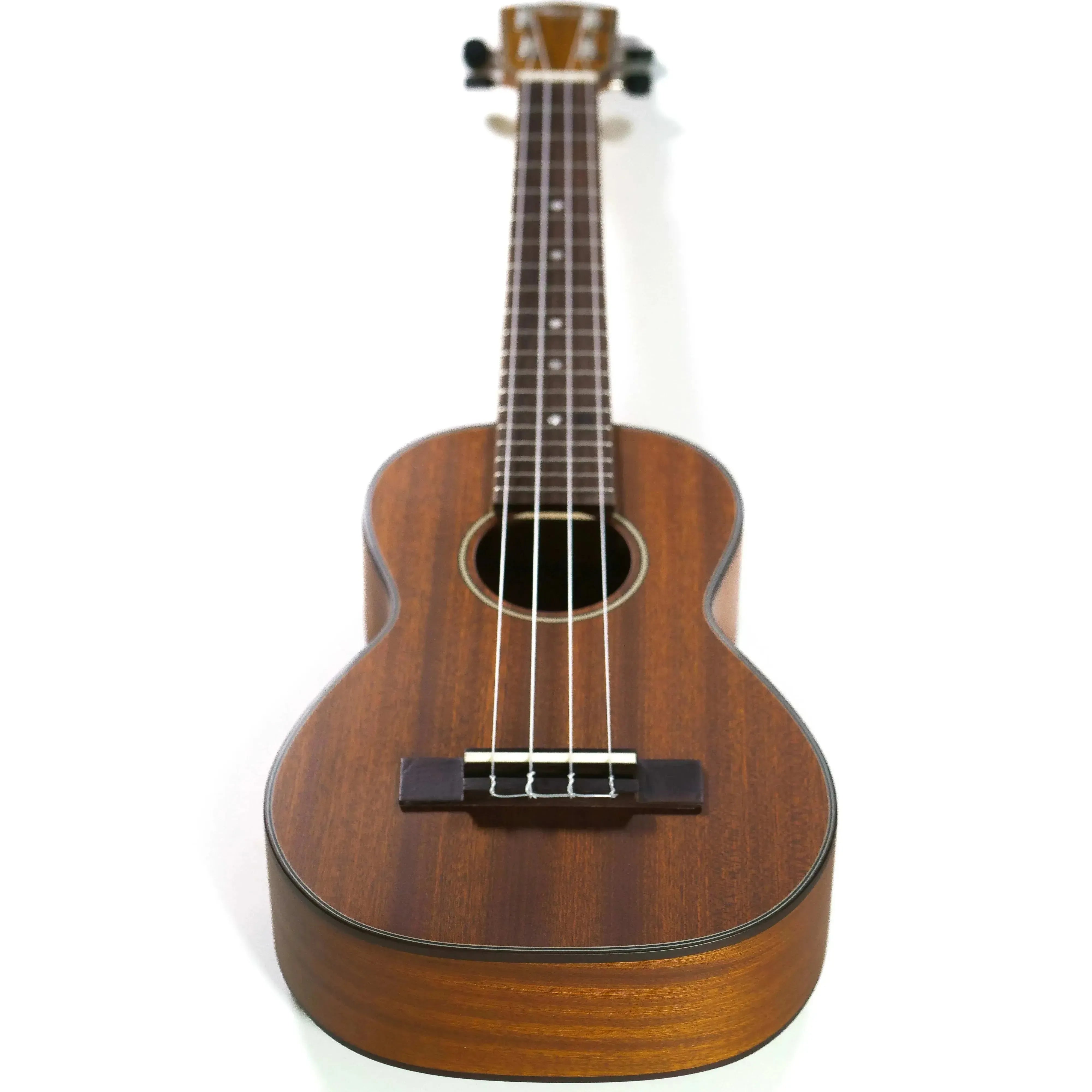 Ohana CK-35L longneck concert ukulele with solid mahogany body, satin finish, and white/black/white purfling.