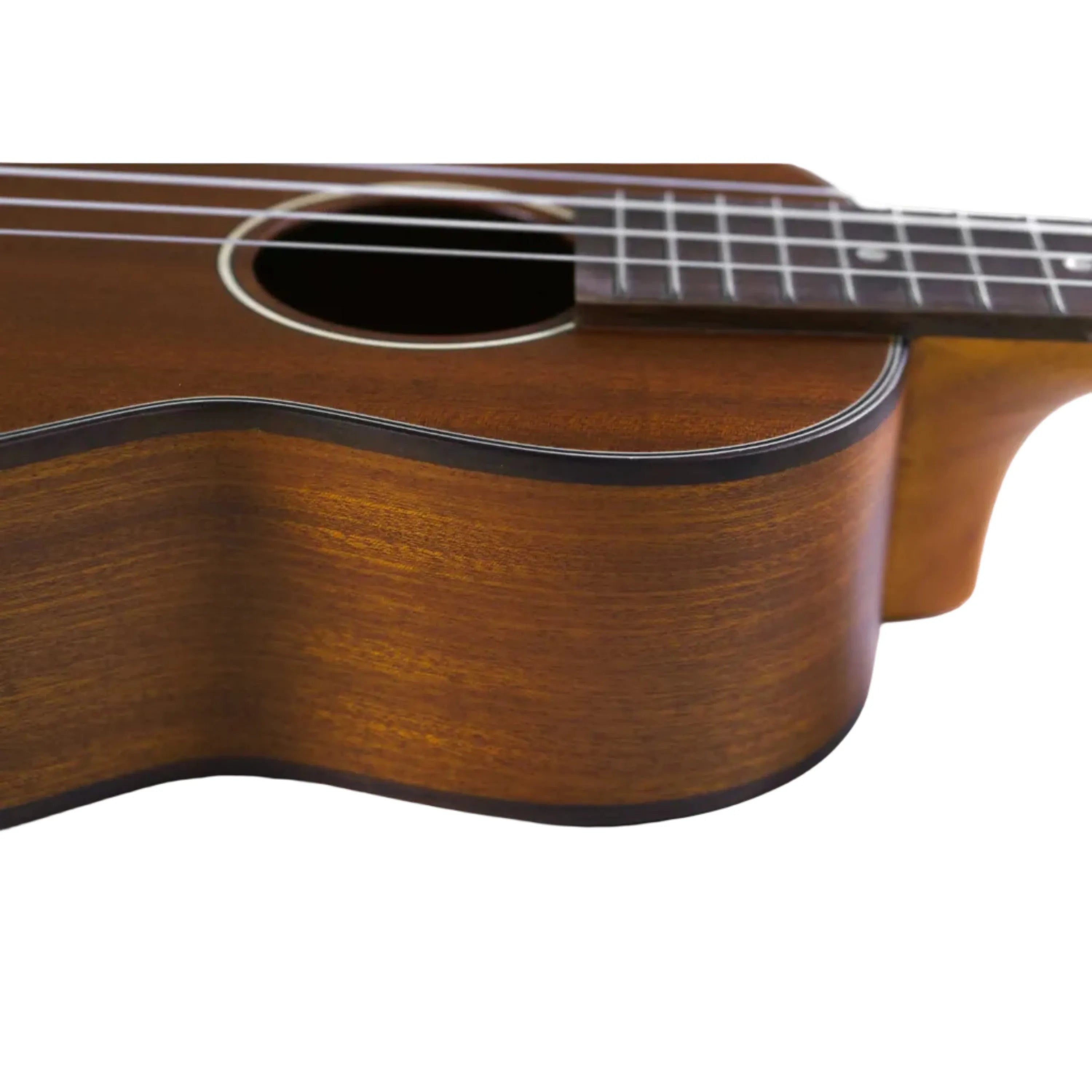 Ohana CK-35L longneck concert ukulele body, solid mahogany with satin finish and black/white rosette.