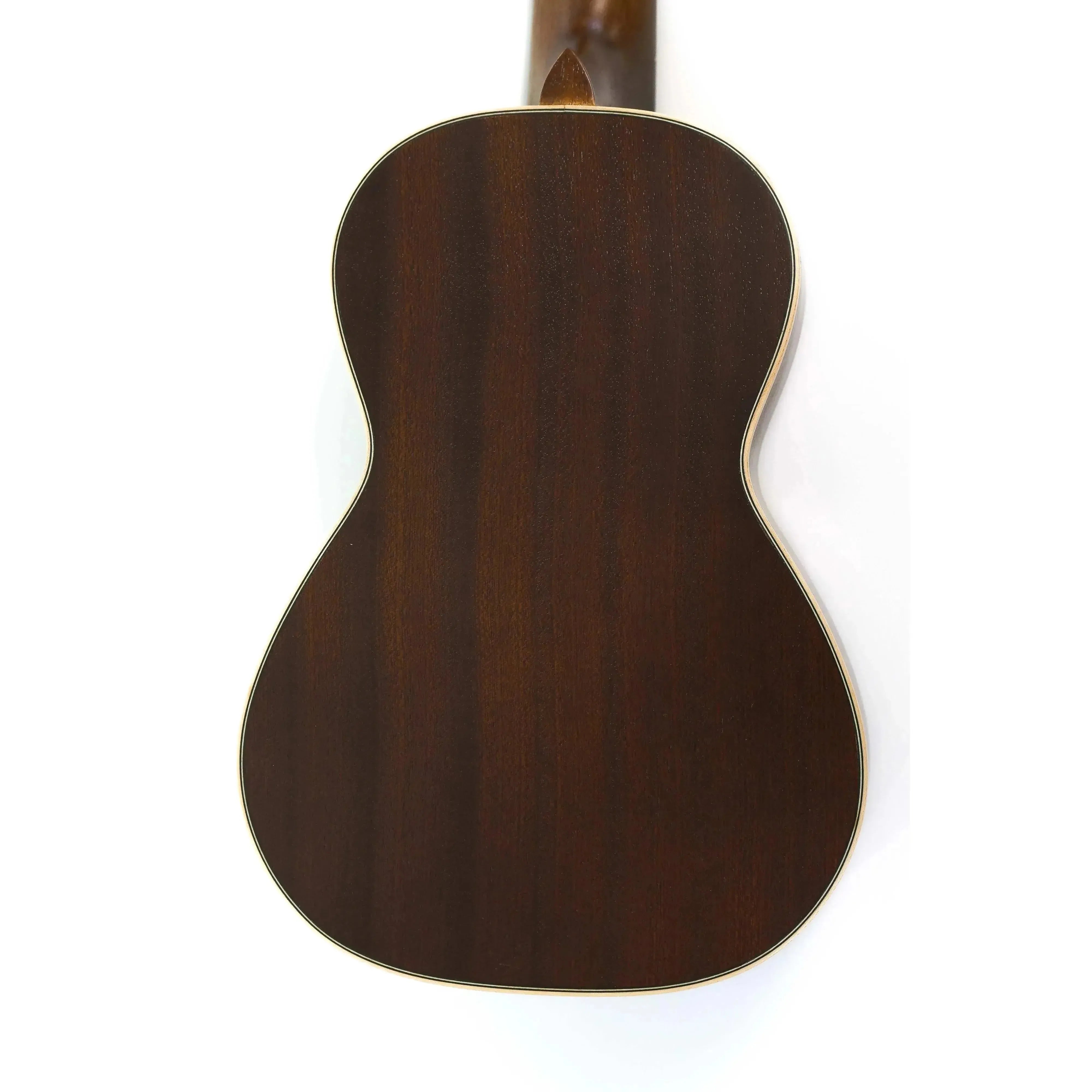 Ohana CK-39 Vintage Line concert ukulele back, solid mahogany with vintage satin finish and maple binding.