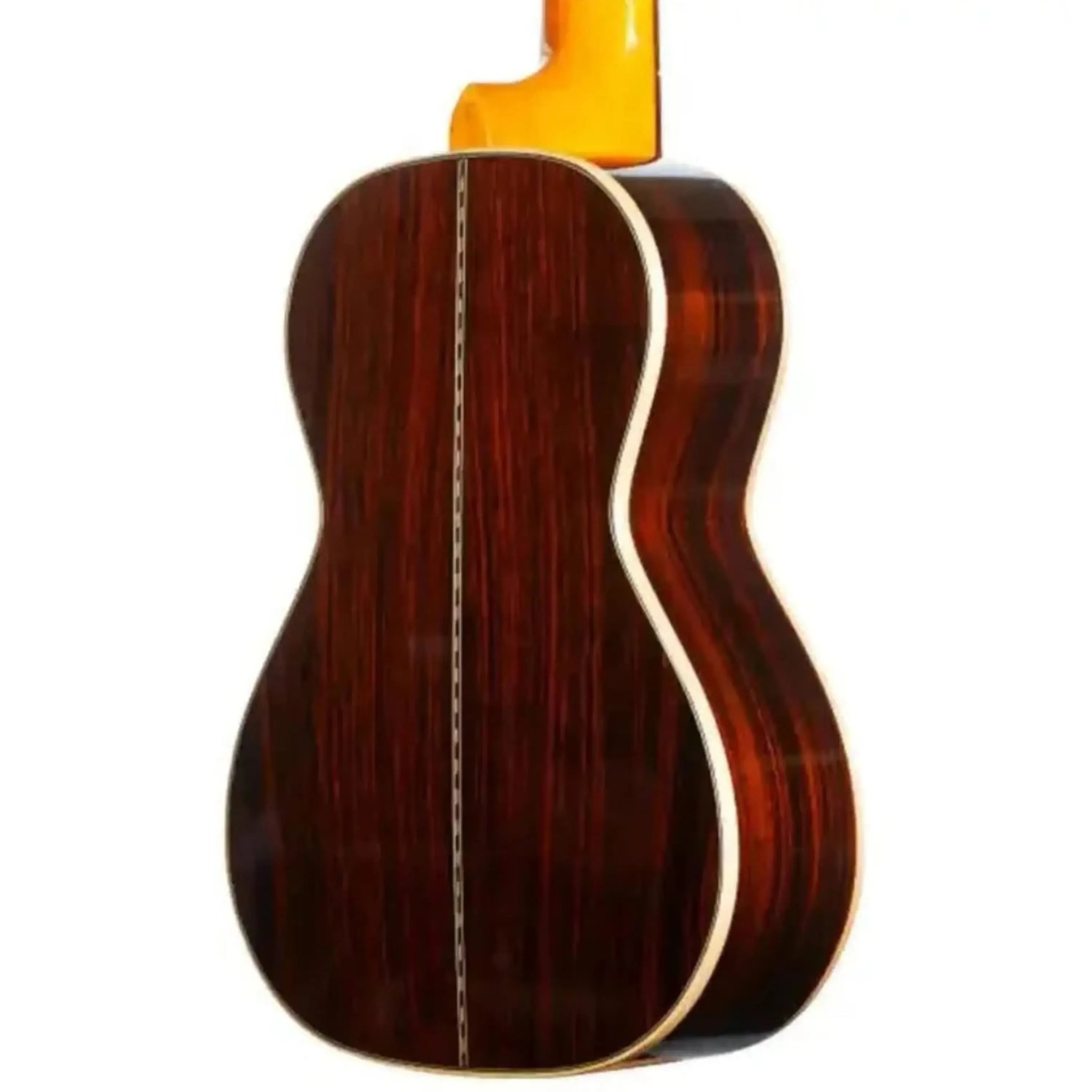 Back of an Ohana CK-40 Concert Ukulele, showing its dark solid rosewood body with a gloss finish.