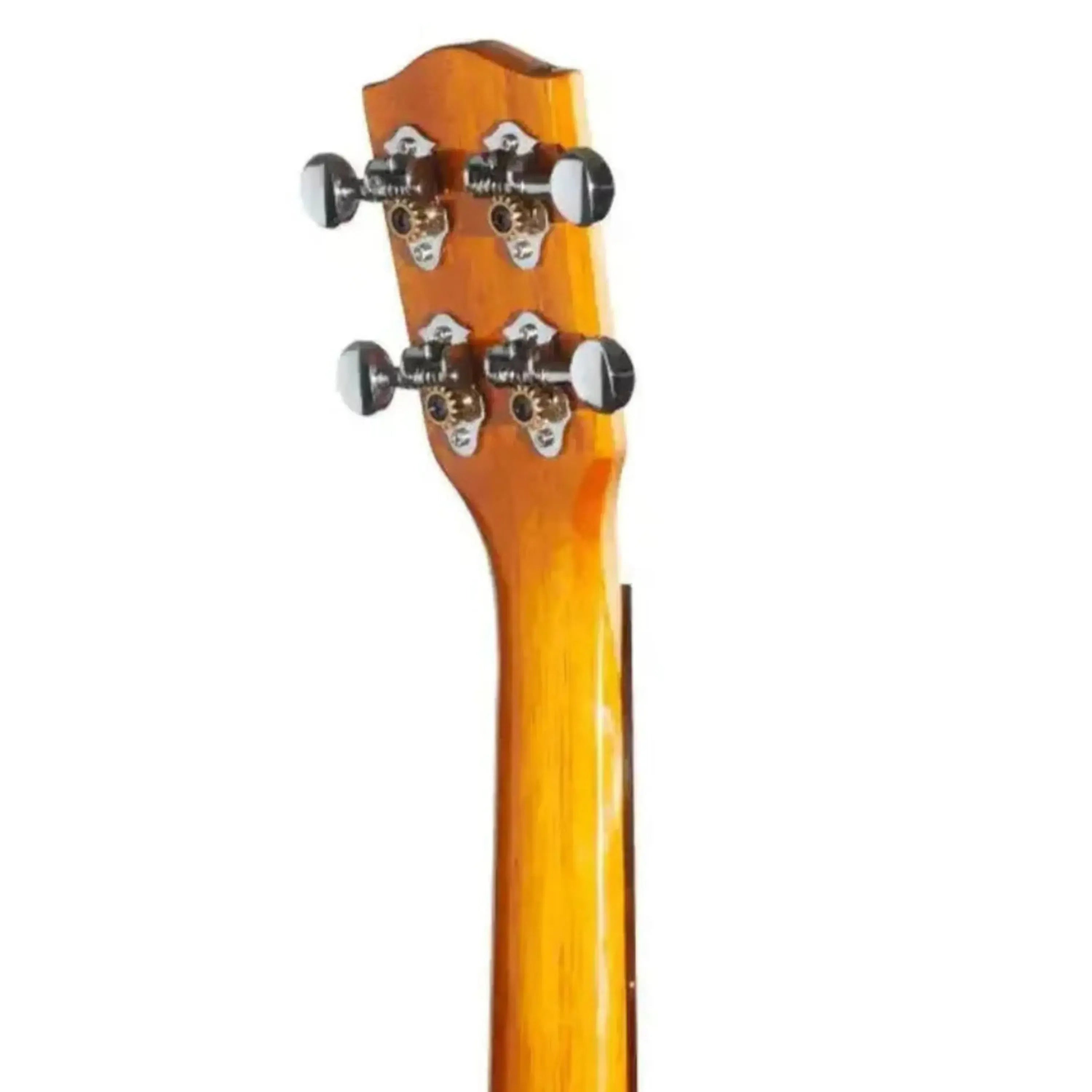 Ohana CK-40 Concert Ukulele headstock and neck, showing maple wood and deluxe geared tuners.