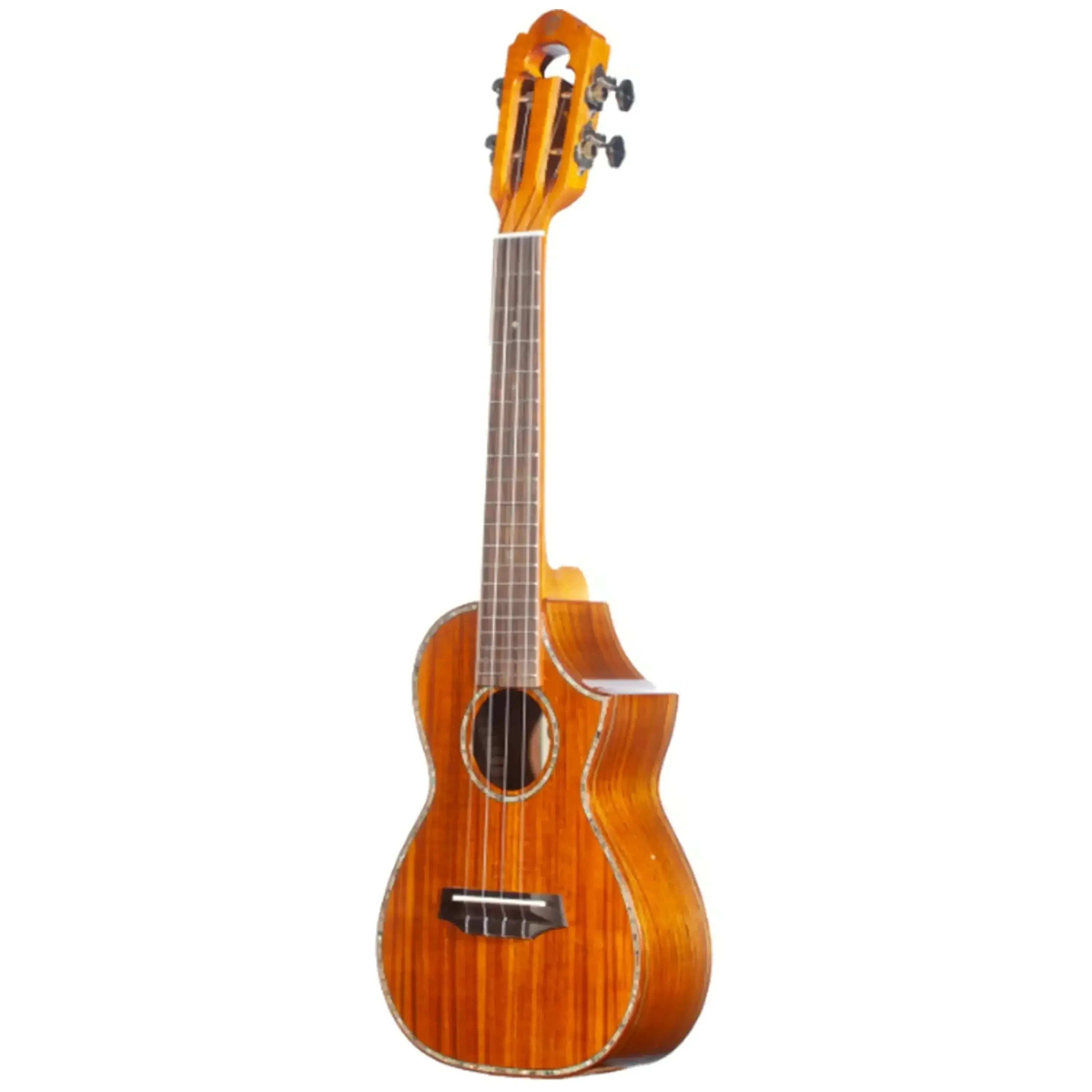 Ohana CK-7 Limited Edition Acacia Concert Ukulele with florentine cutaway and abalone rosette.