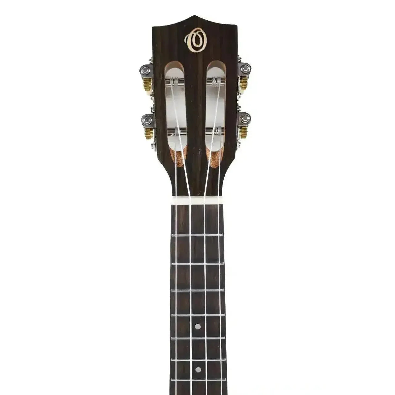 Ohana CK-70R Rosewood Series Concert Ukulele headstock with open slotted design and dark wood finish.
