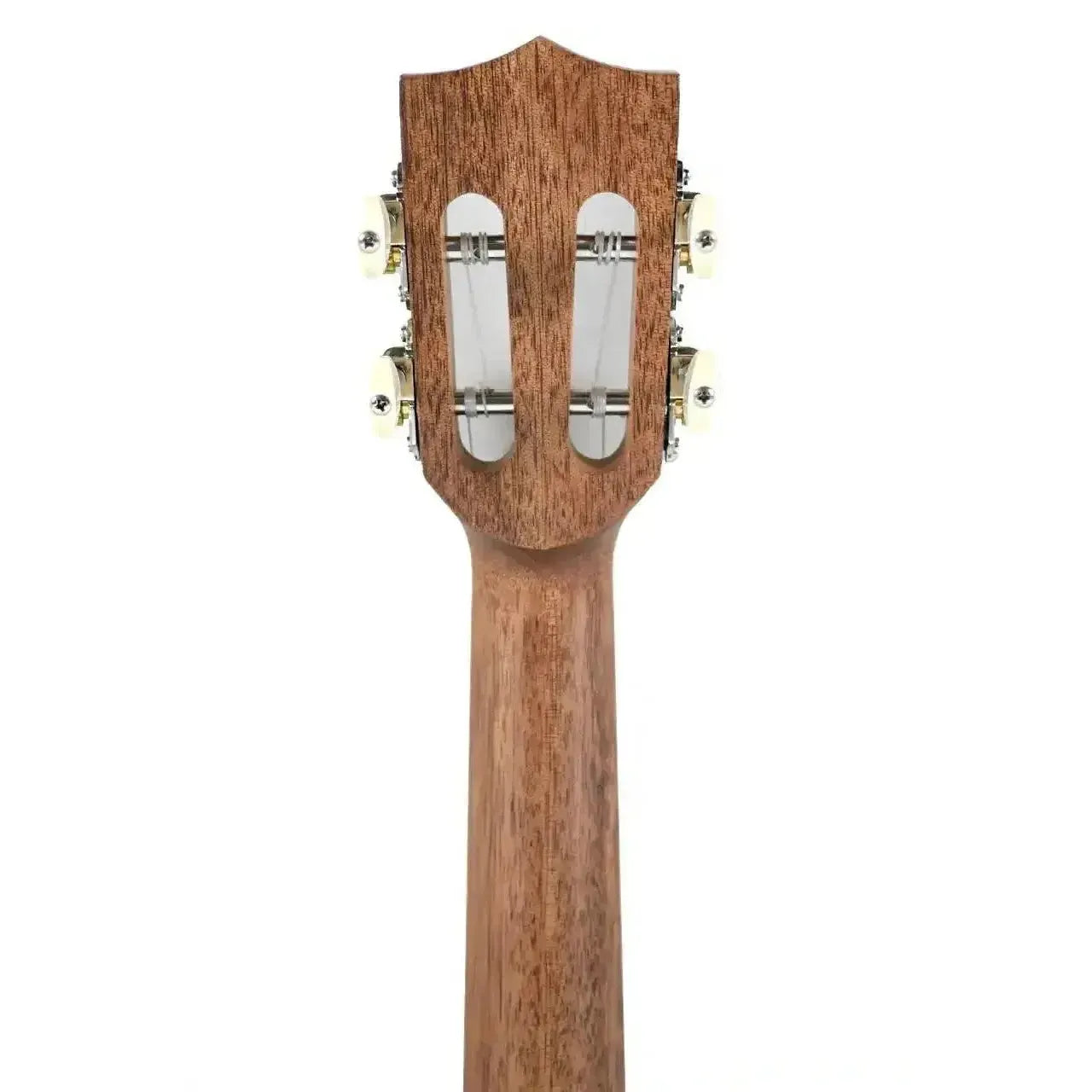 Ohana CK-70R concert ukulele headstock and neck, showing rosewood grain and open slotted tuners.