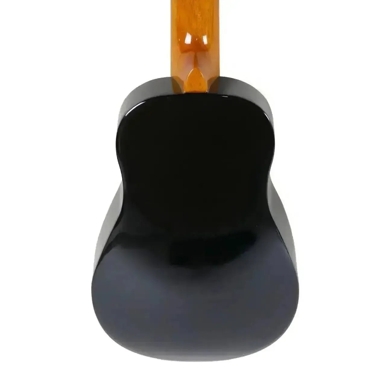 Ohana CK-70RB Concert Ukulele, showing its glossy black composite round back and light wood neck.