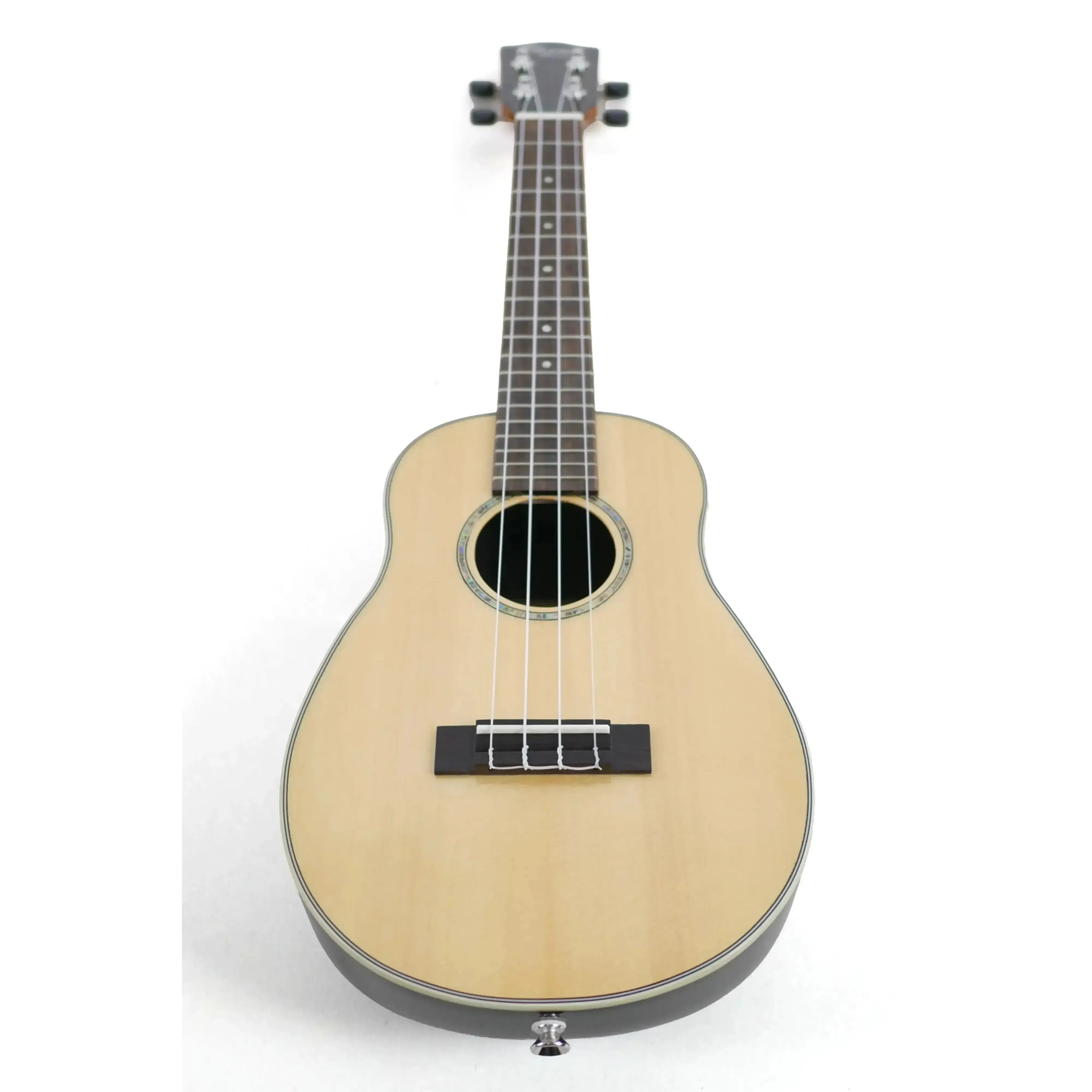 Ohana CK-70RB Concert Ukulele with light spruce top, dark composite back, and cream binding.
