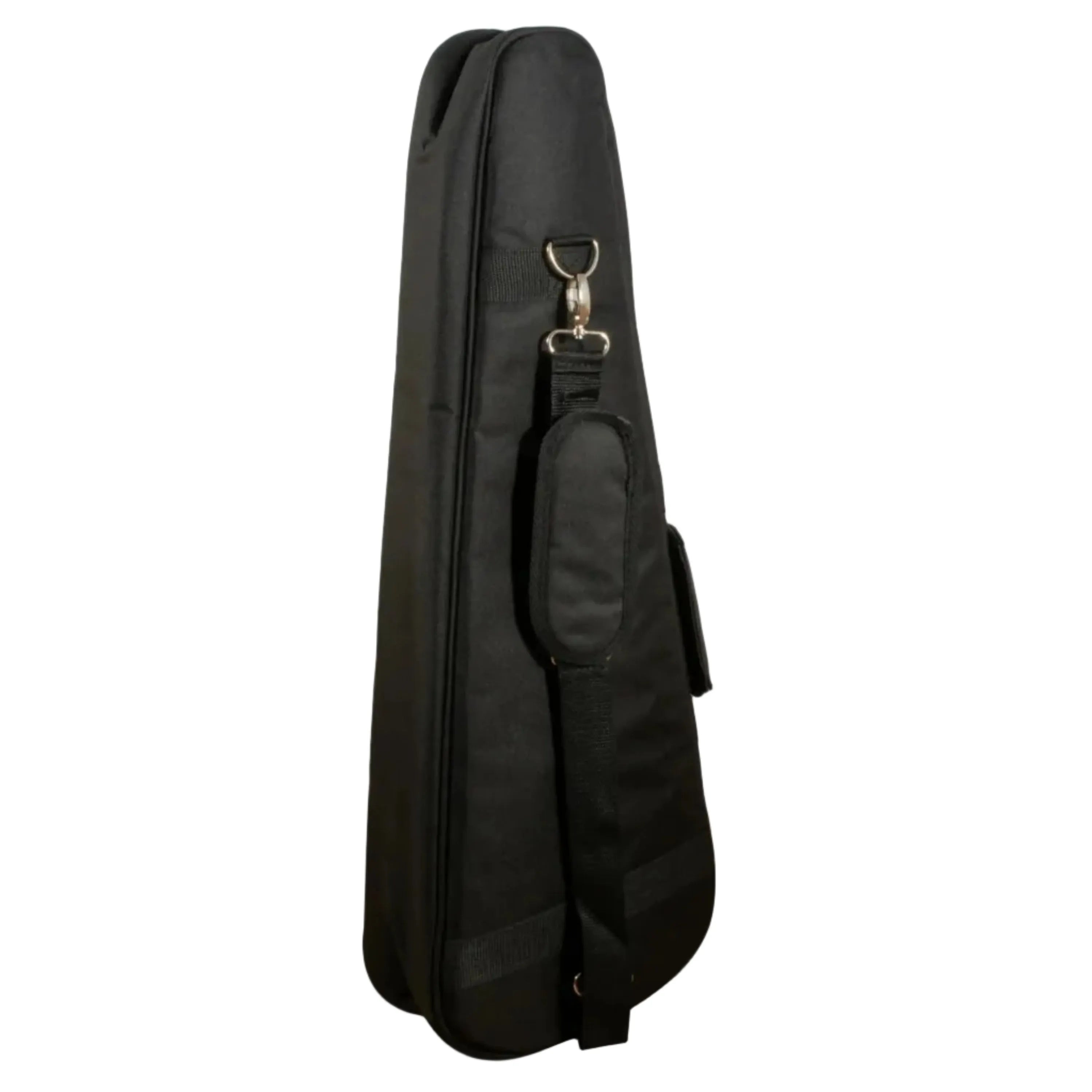 Ohana DB-27BL Deluxe Tenor Ukulele Gigbag in black nylon with blue accents, shoulder strap, and front pocket.